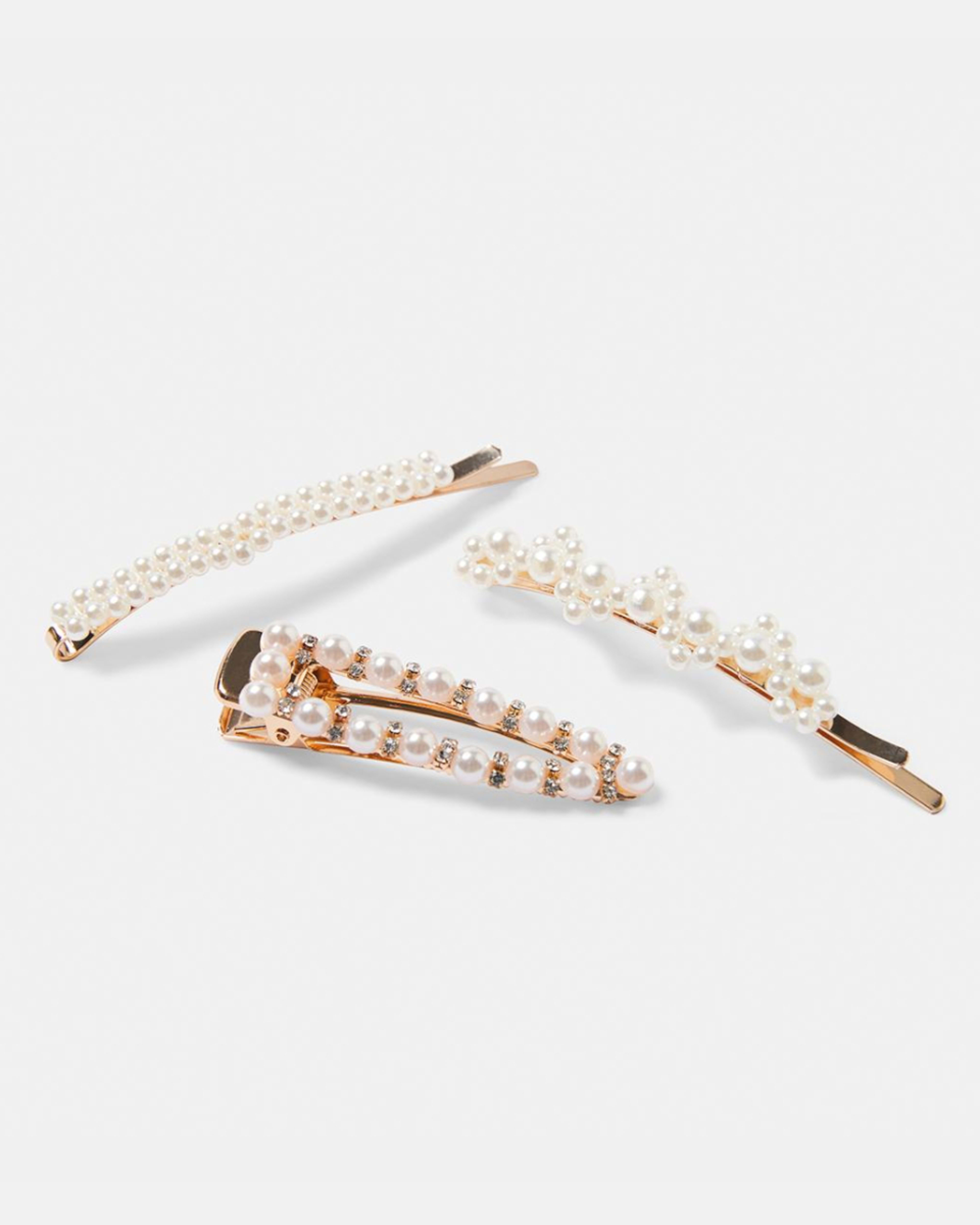 3 Pack Faux Pearl Gold Tone Hair Clips Kmart NZ