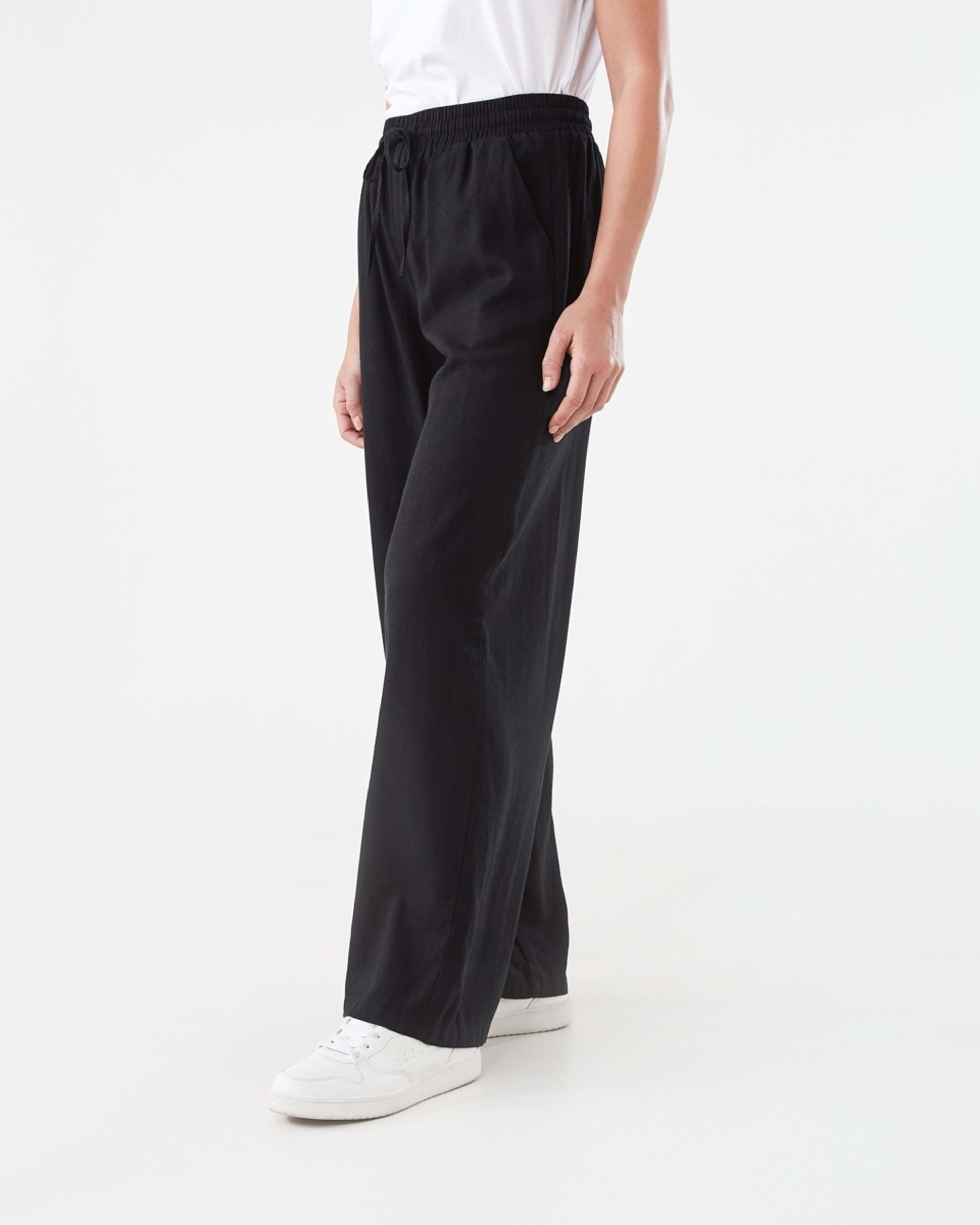 2 Linen Blend Wide Leg Pants BLACK, 2 of 5