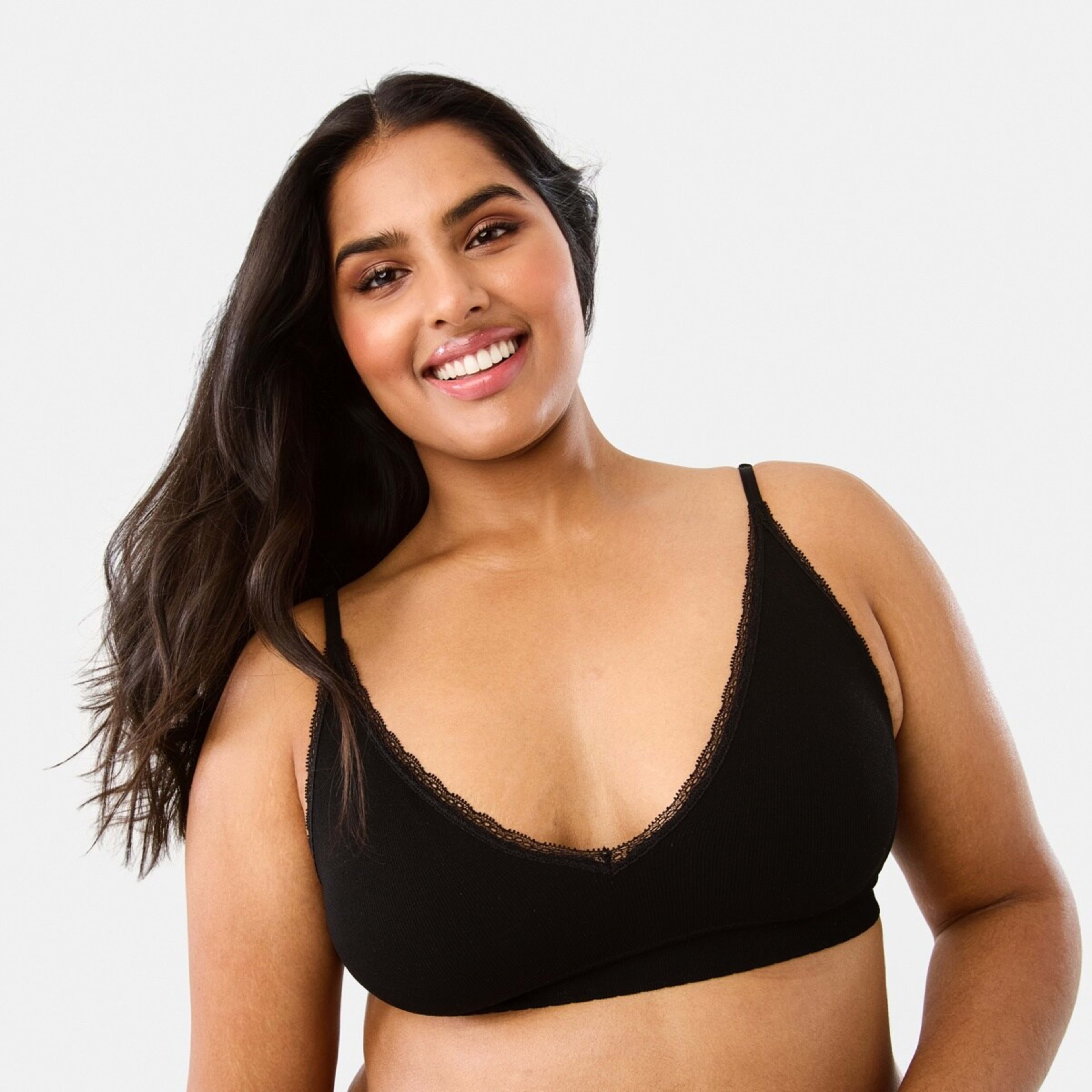 7 2 Pack Seamfree Rib Bralette Small Ditsy, Black, 7 of 10