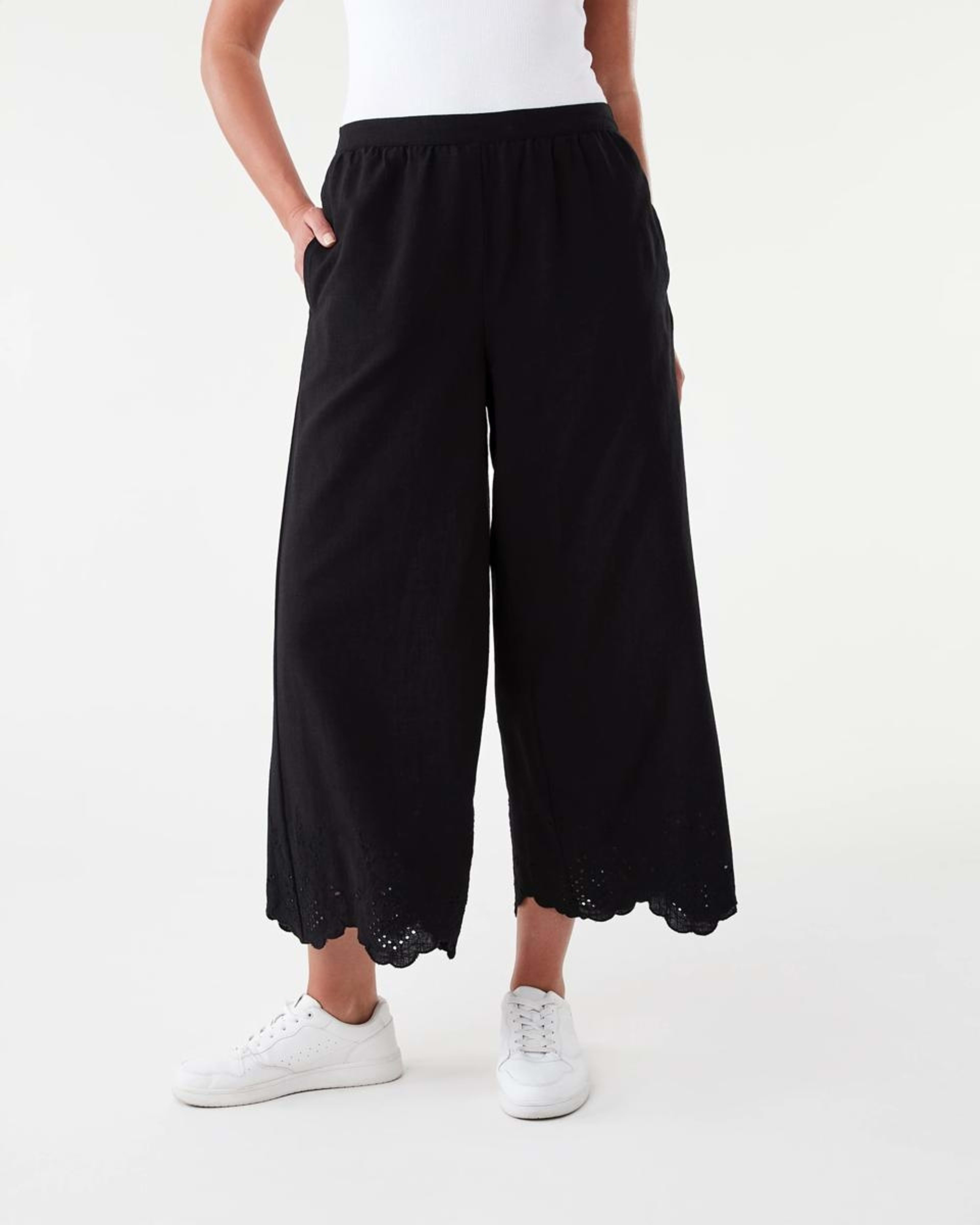 1 Embroidered Hem Pants Black, 1 of 6