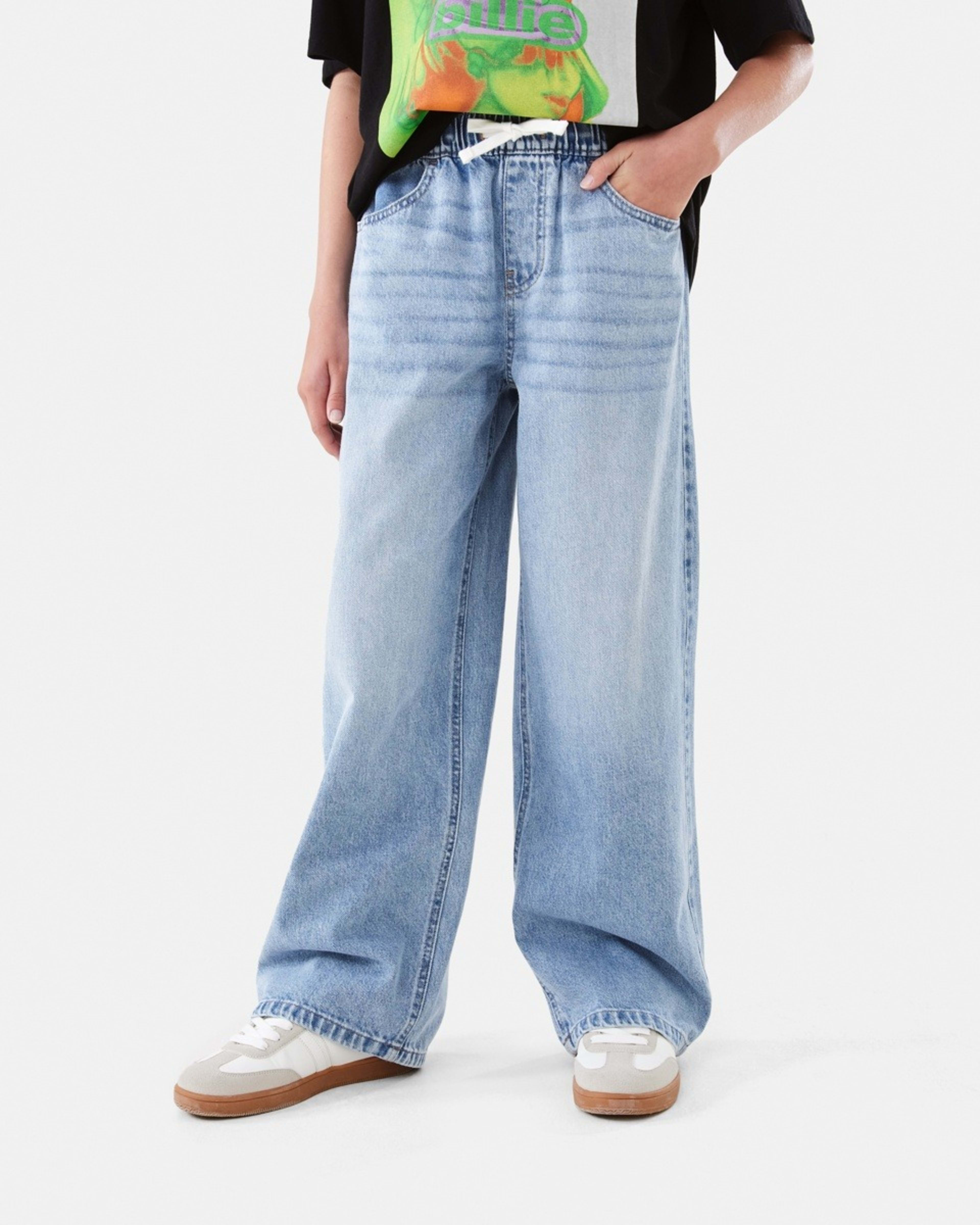 1 Wide Leg Elastic Jeans MID DENIM WASH, 1 of 6