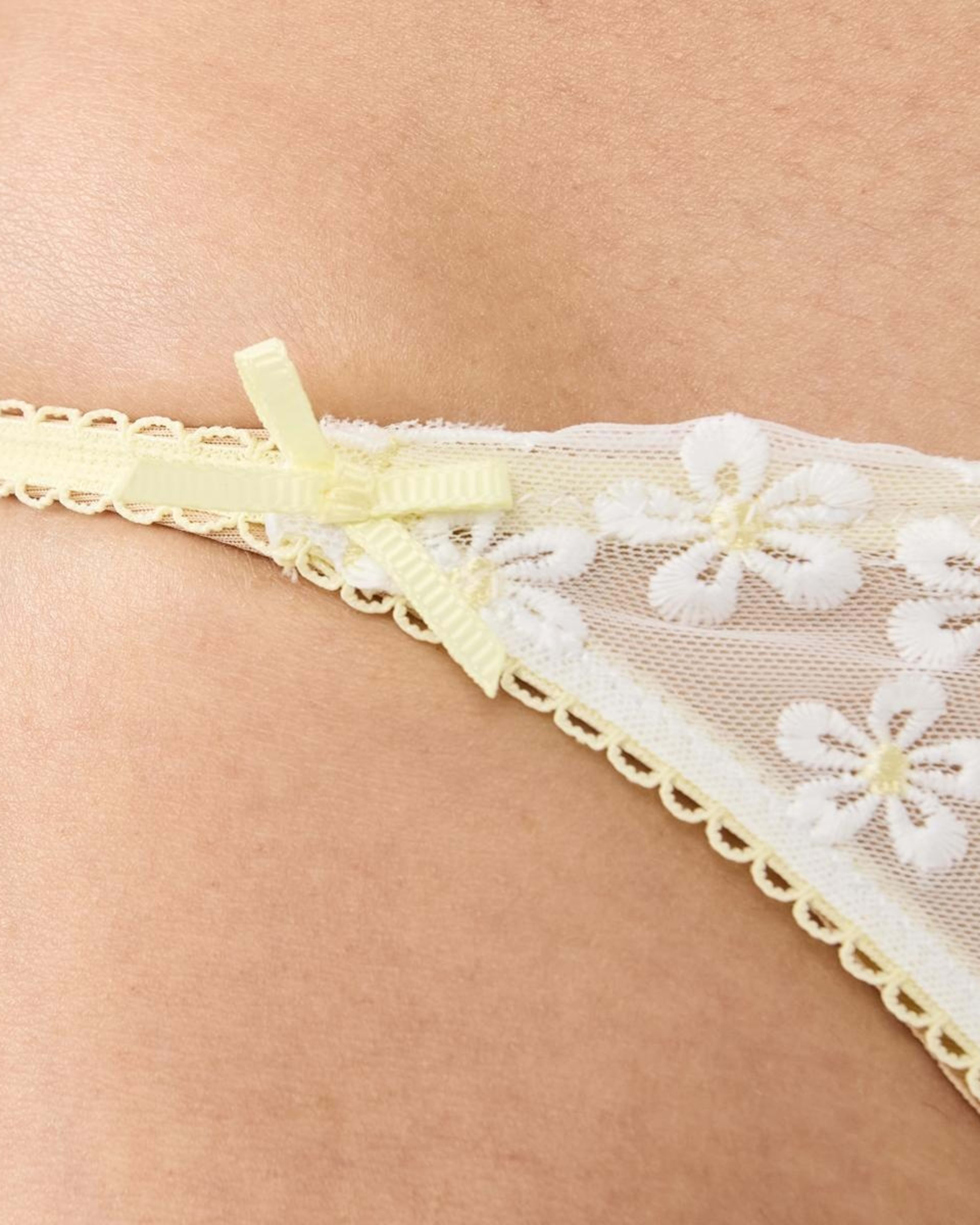 3 Co-ordinated Embroidered Mesh G-String Briefs WHITE, YELLOW WHIP, 3 of 4