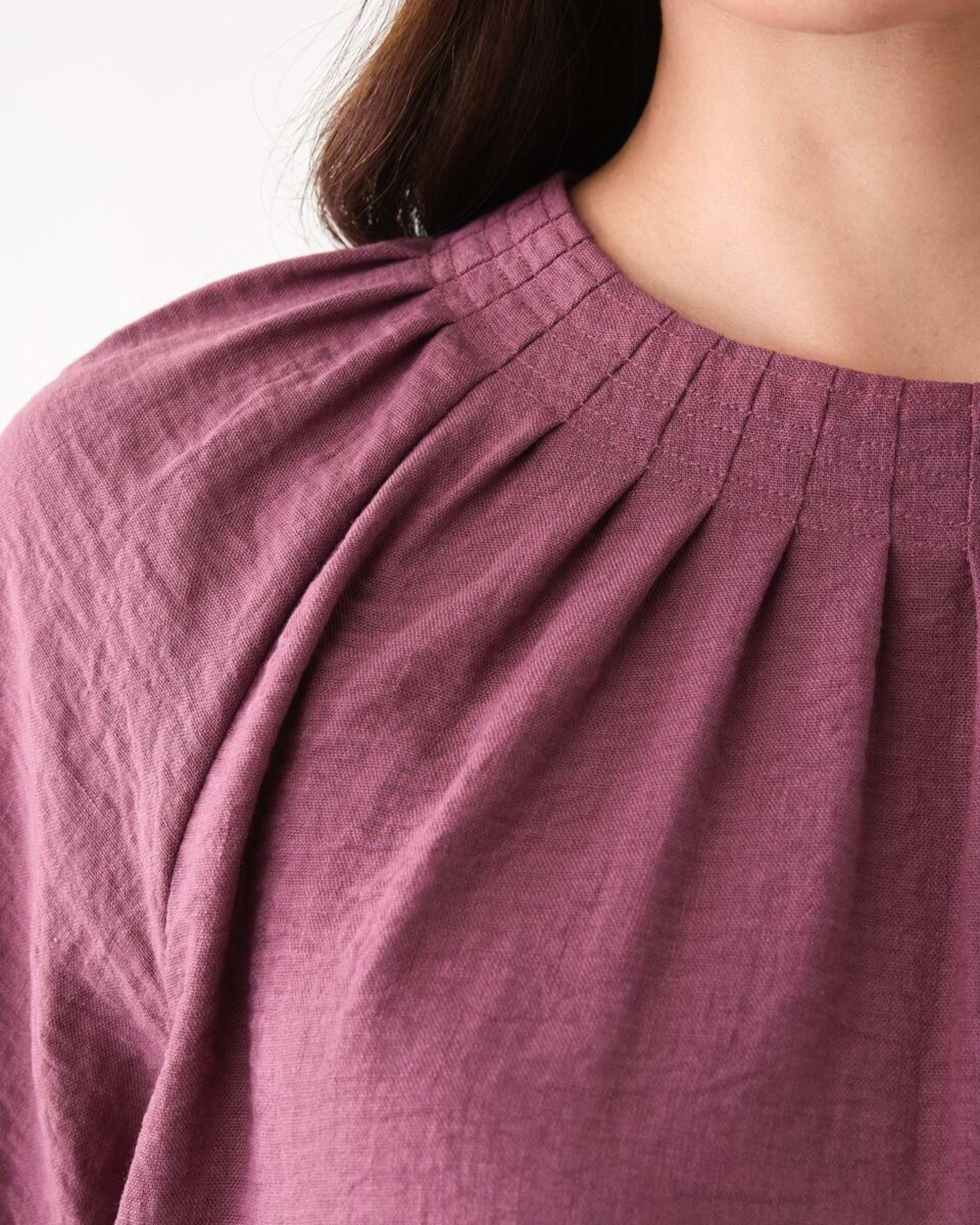 6 Short Sleeve Pleated Tuck Top Berry, 6 of 6