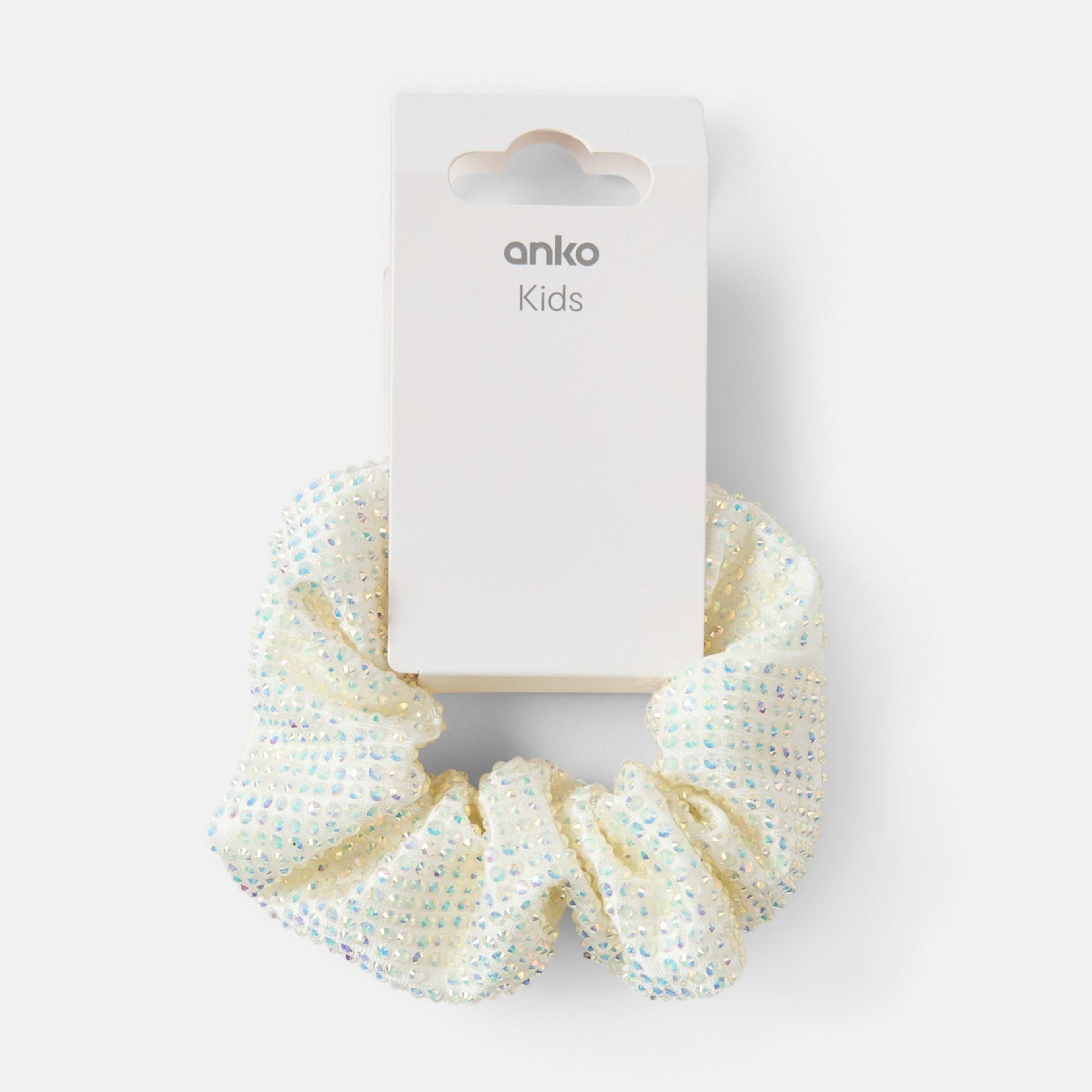 2 Diamante Scrunchie - Beige, 2 of 2