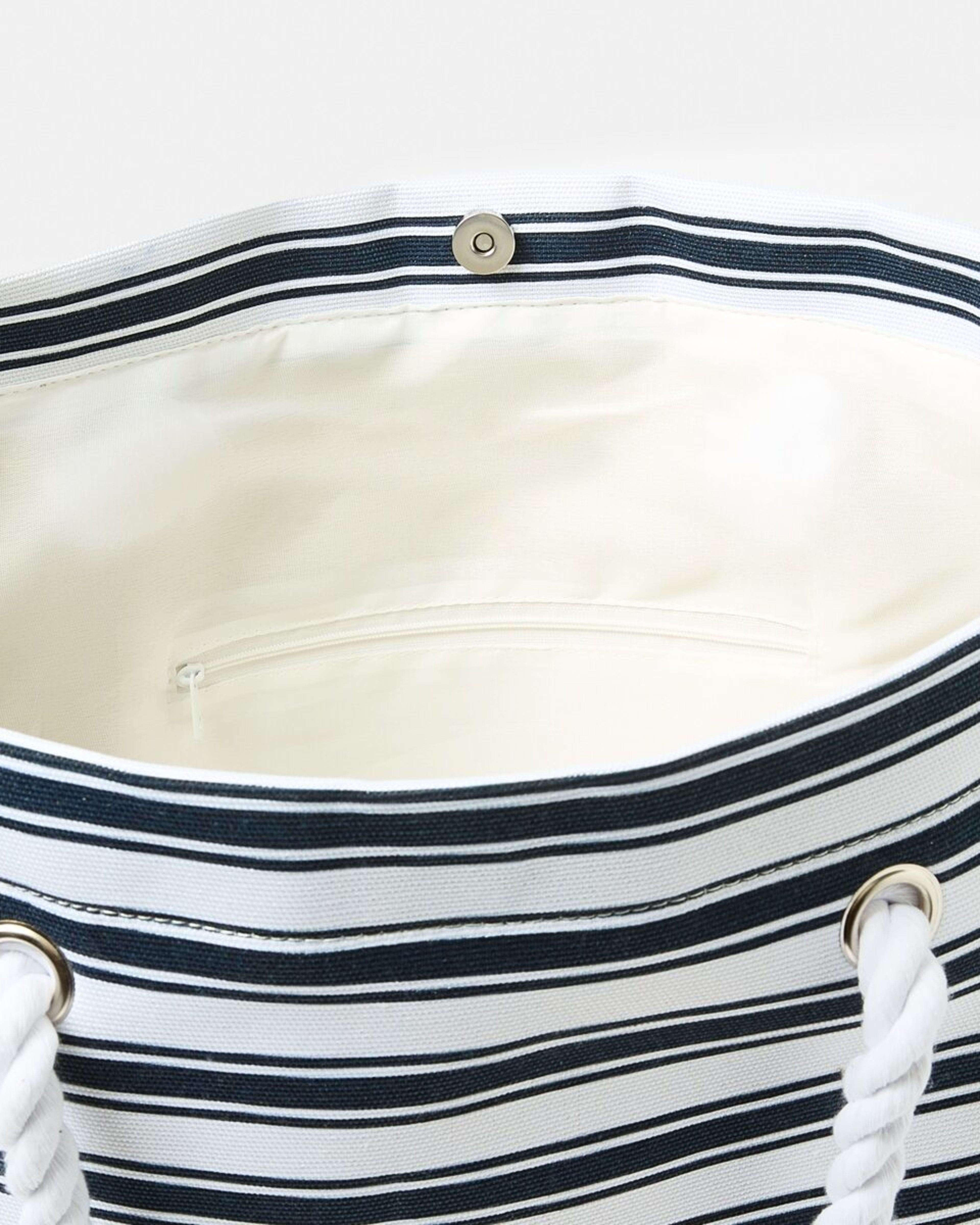 4 Rope Canvas Beach Bag NAVY STRIPE NAVY BLAZER, 4 of 5