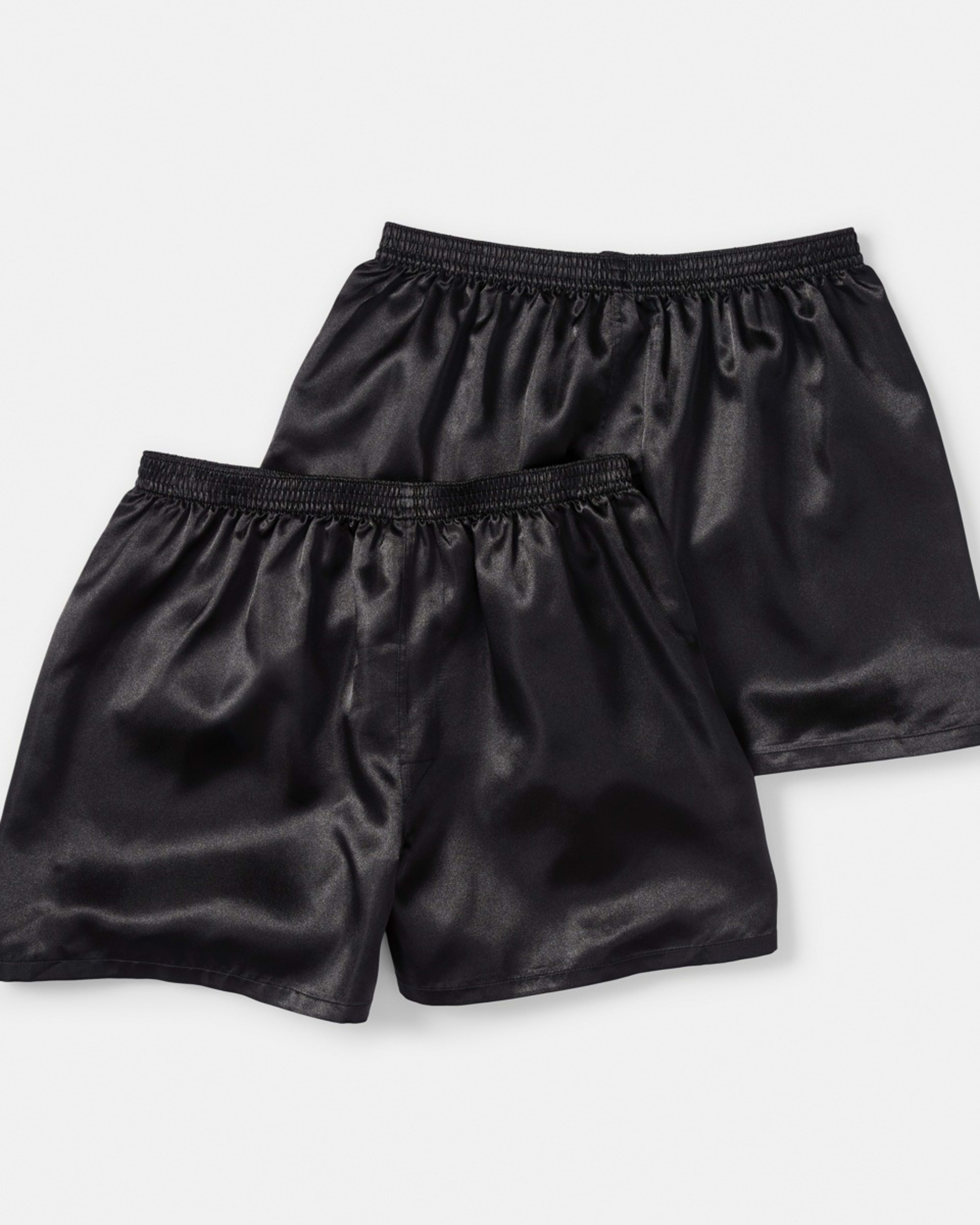 1 2 Pack Satin Boxers BLACK
