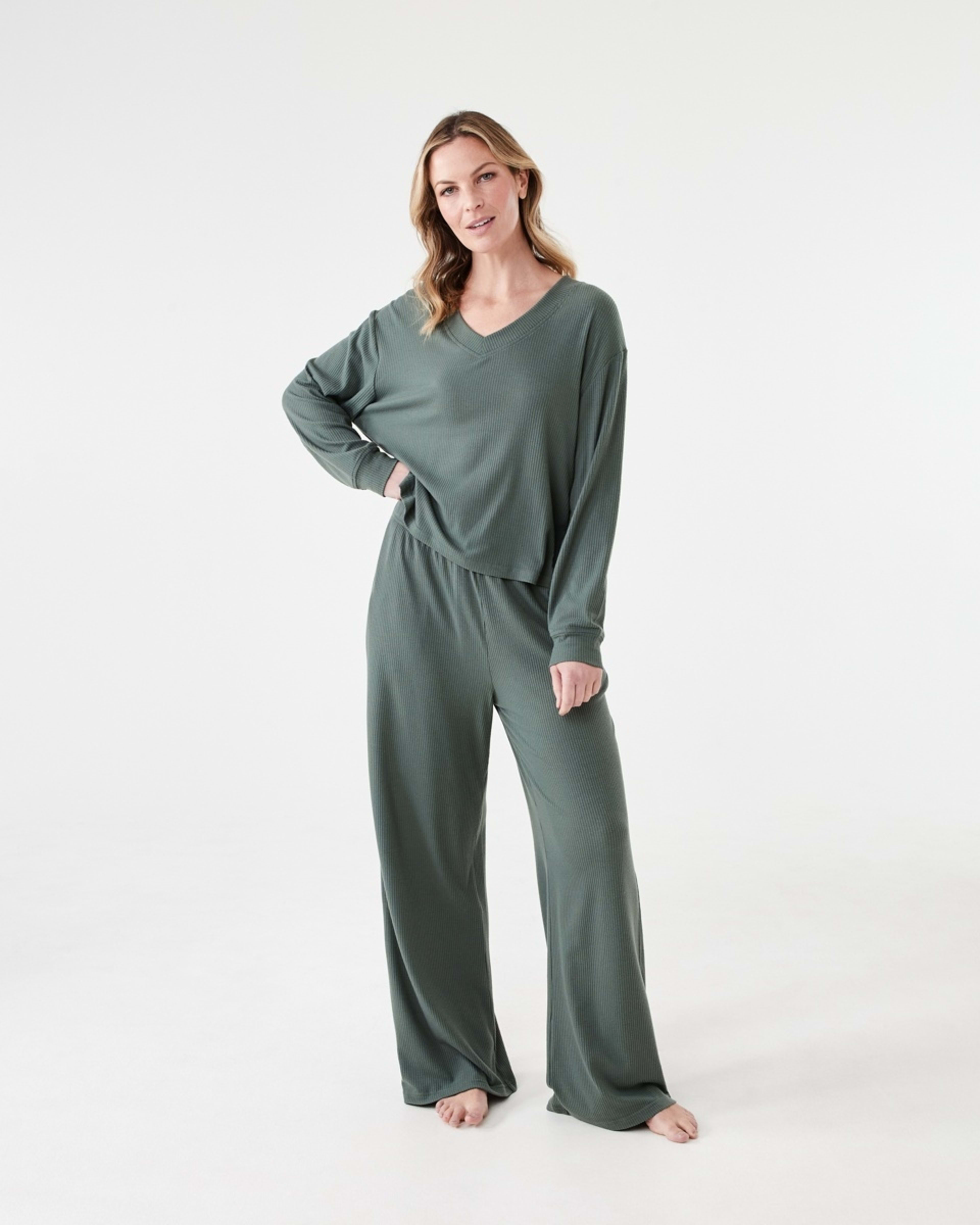 6 Brushed Rib Flare Pants Smke Green, 6 of 6