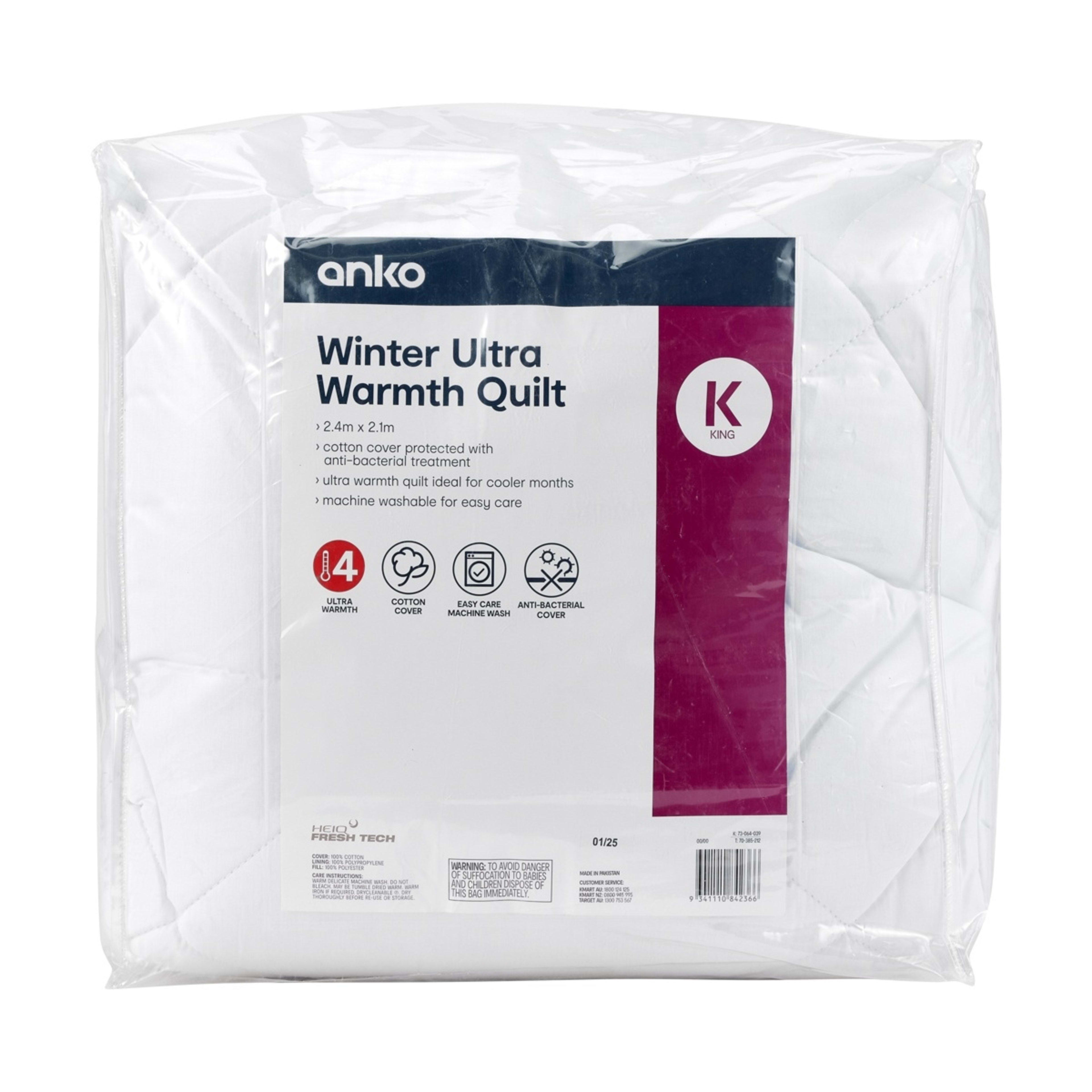 1 Winter Ultra Warmth Quilt - King Bed, White