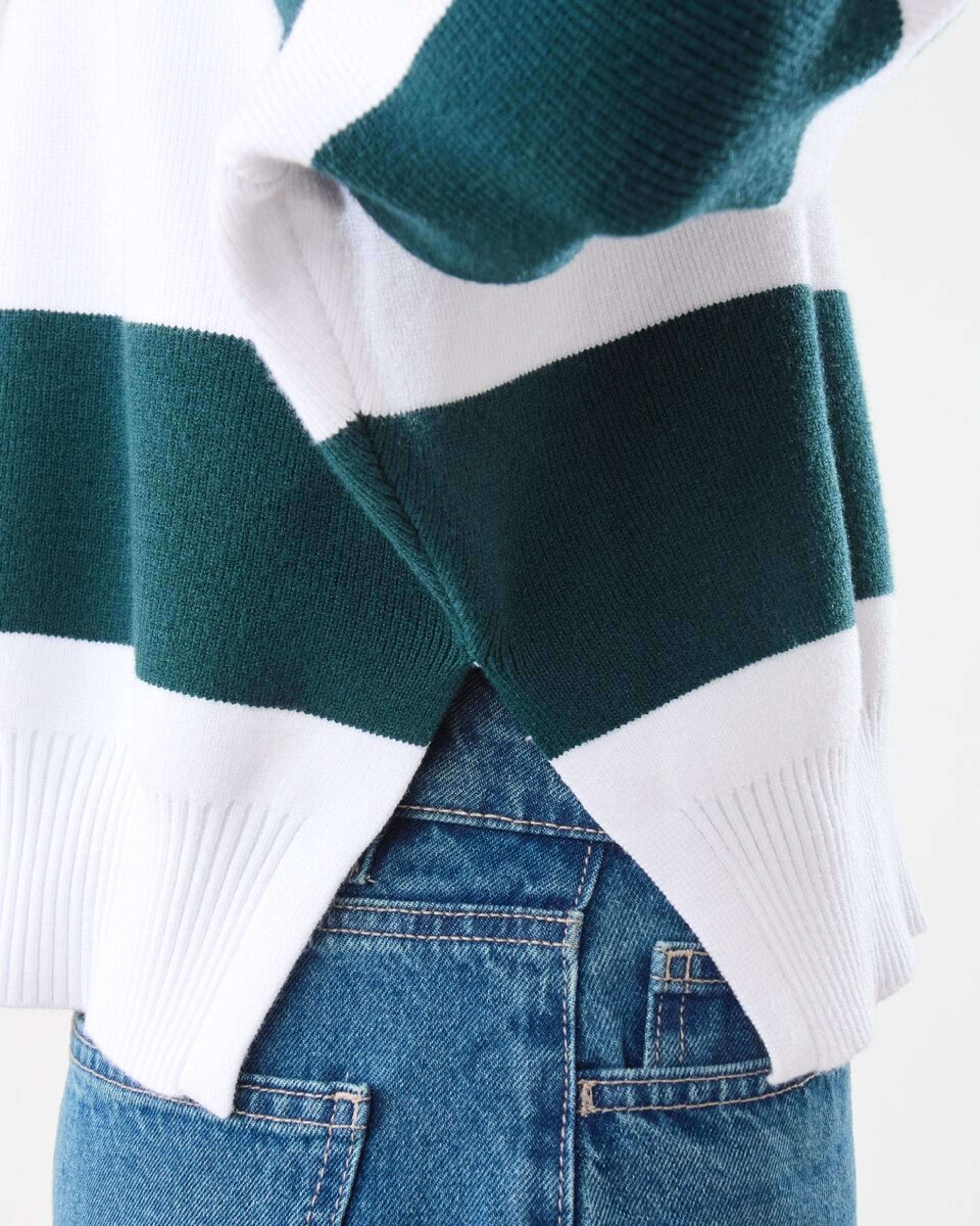 7 Polo Stripe Jumper Green Strp, 7 of 7