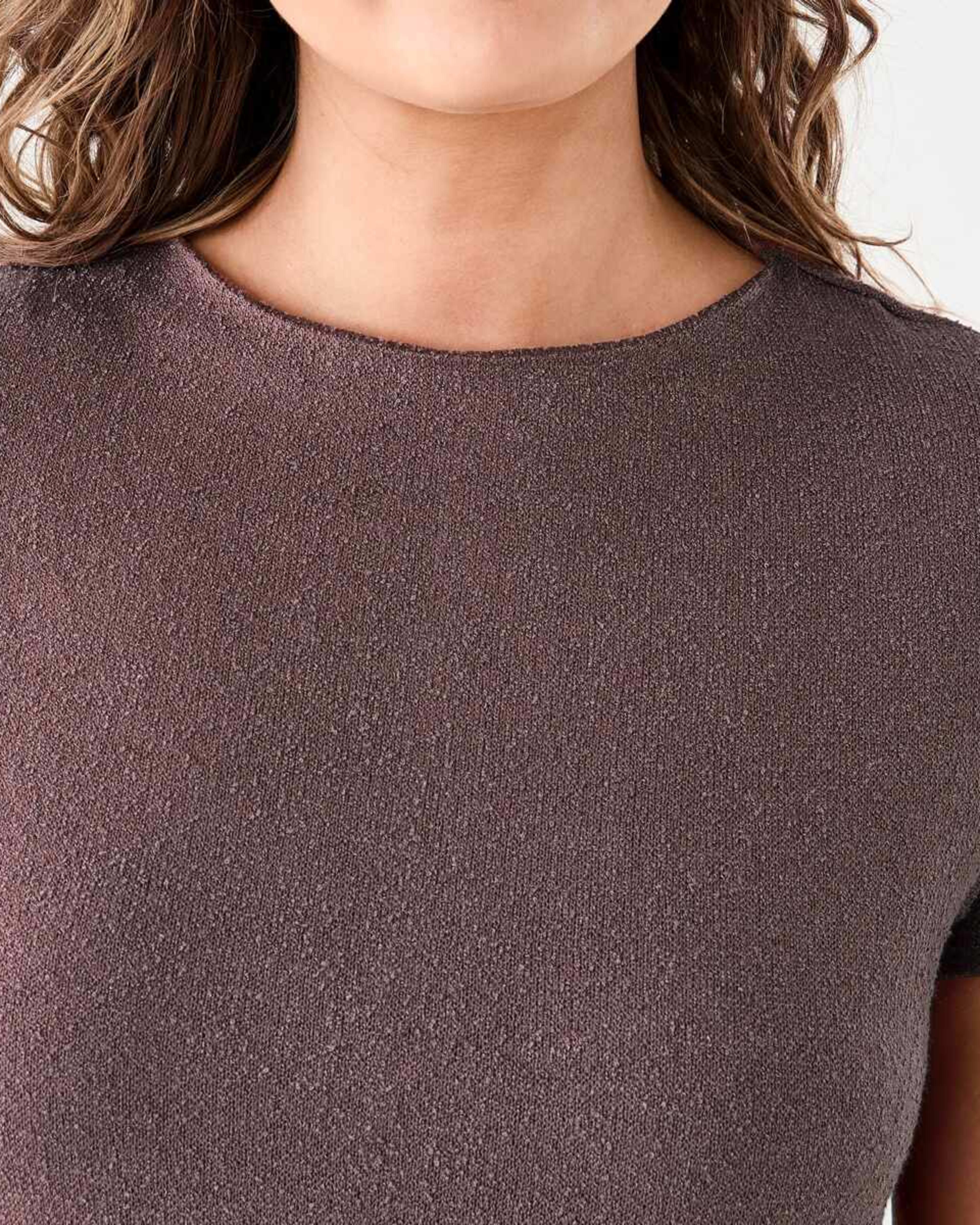 5 Short Sleeve Textured Top FAWN TAUPE, 5 of 5