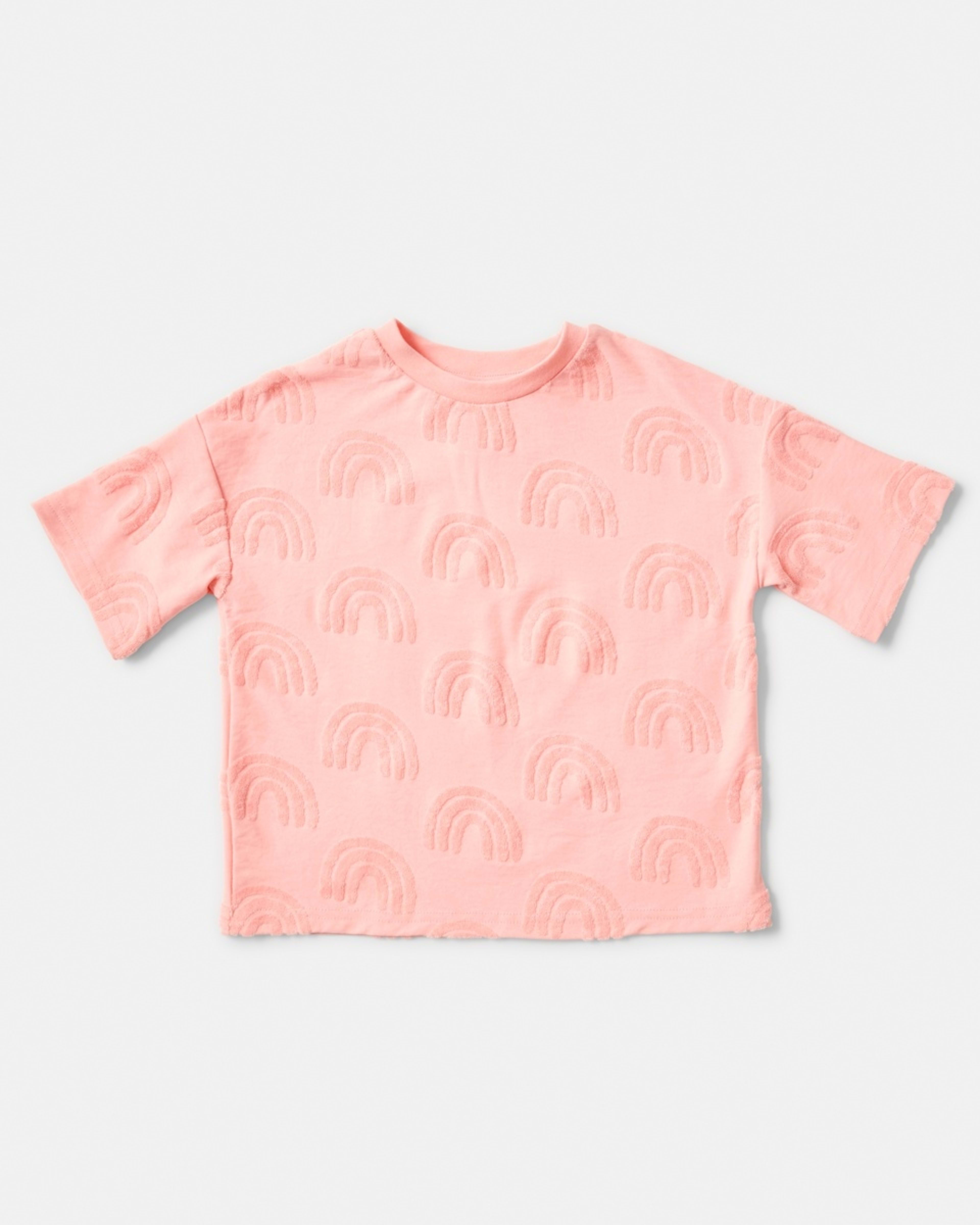 8 Short Sleeve Texture T-shirt Rainbow Terry Apricot Blush, 8 of 9