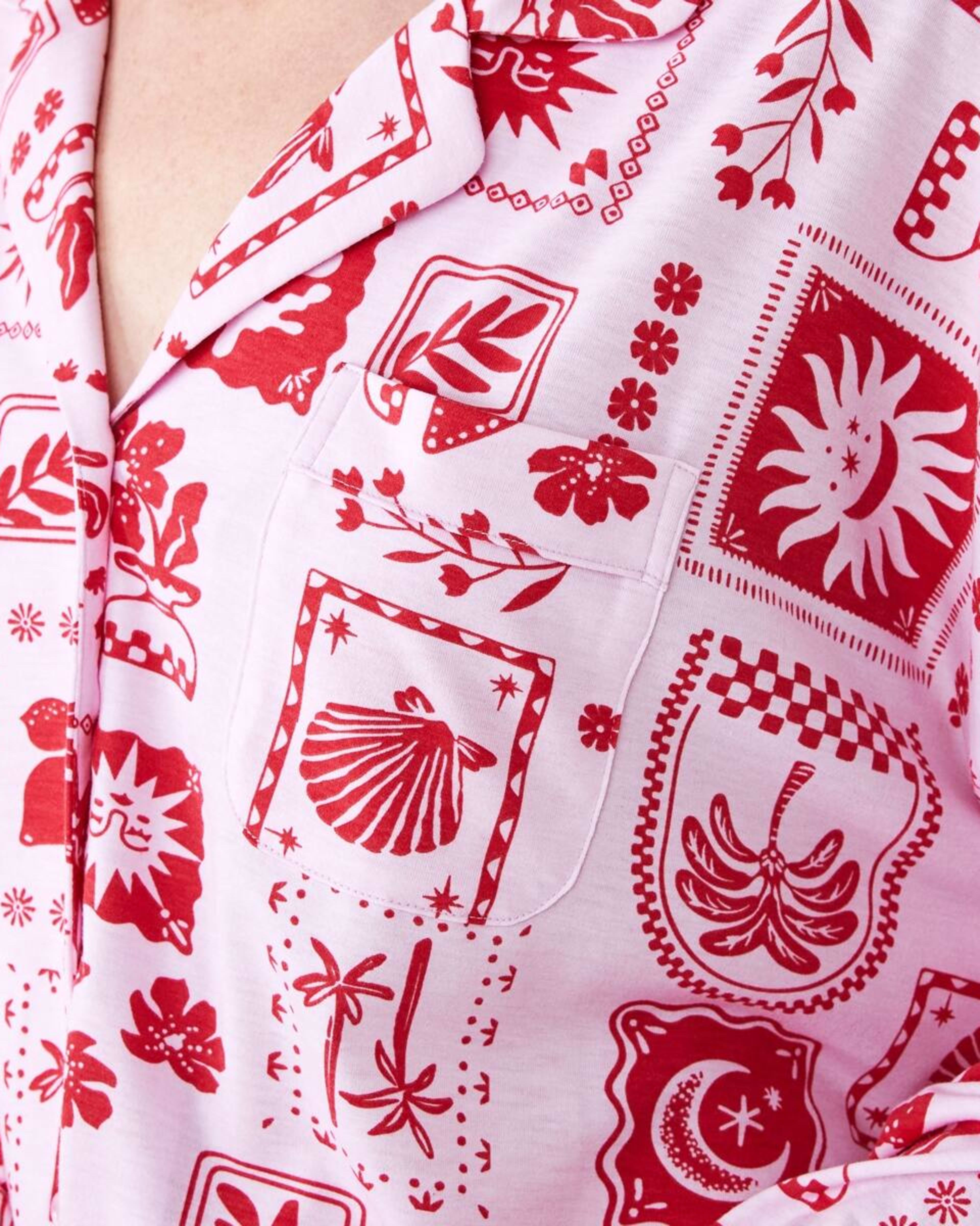 6 Long Sleeve Top and Shorts Comfort Pyjama Set VACAY STAMP PINK LADY, 6 of 8