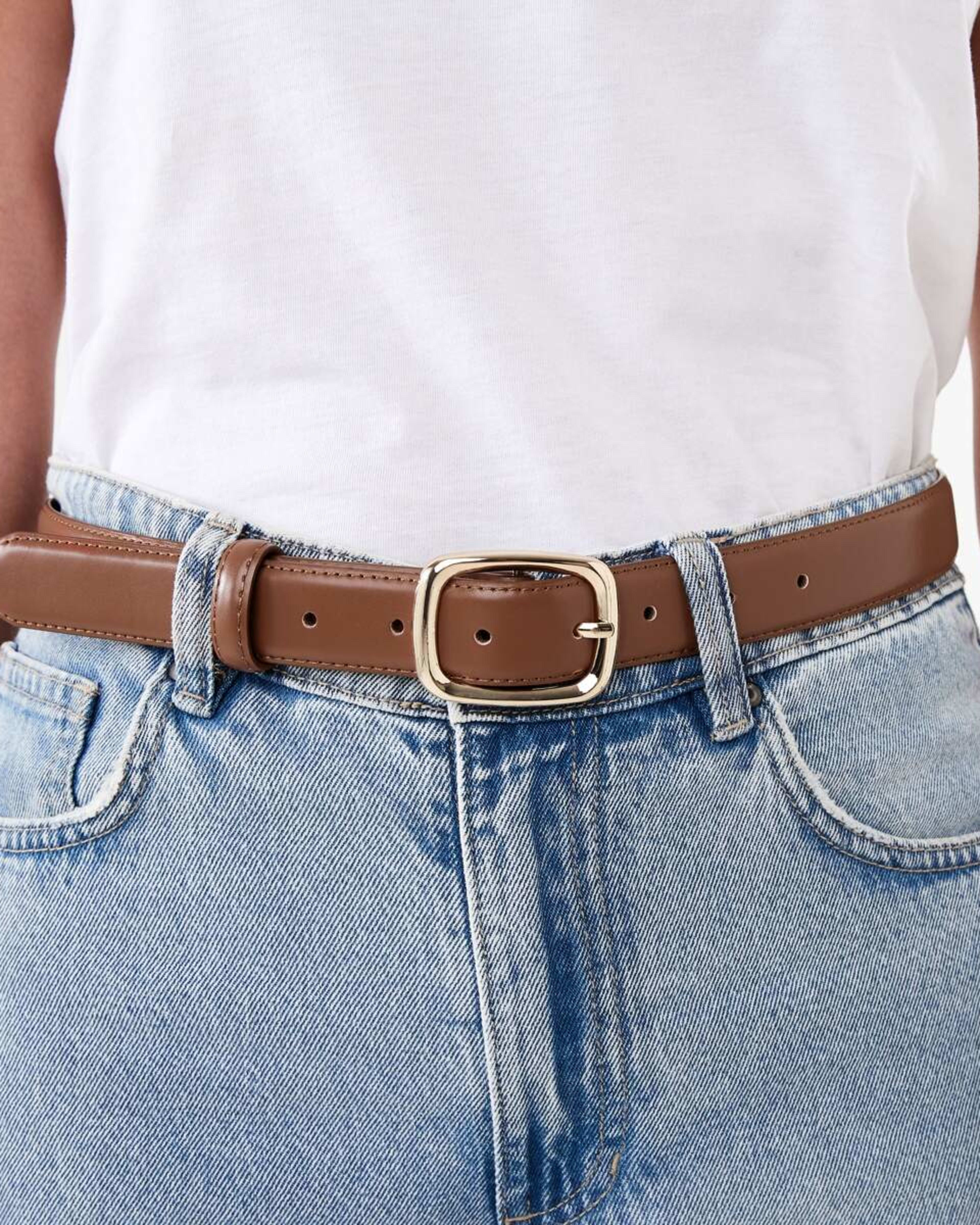 3 Soft Rectangle Jeans Belt BROWN TAN, 3 of 4