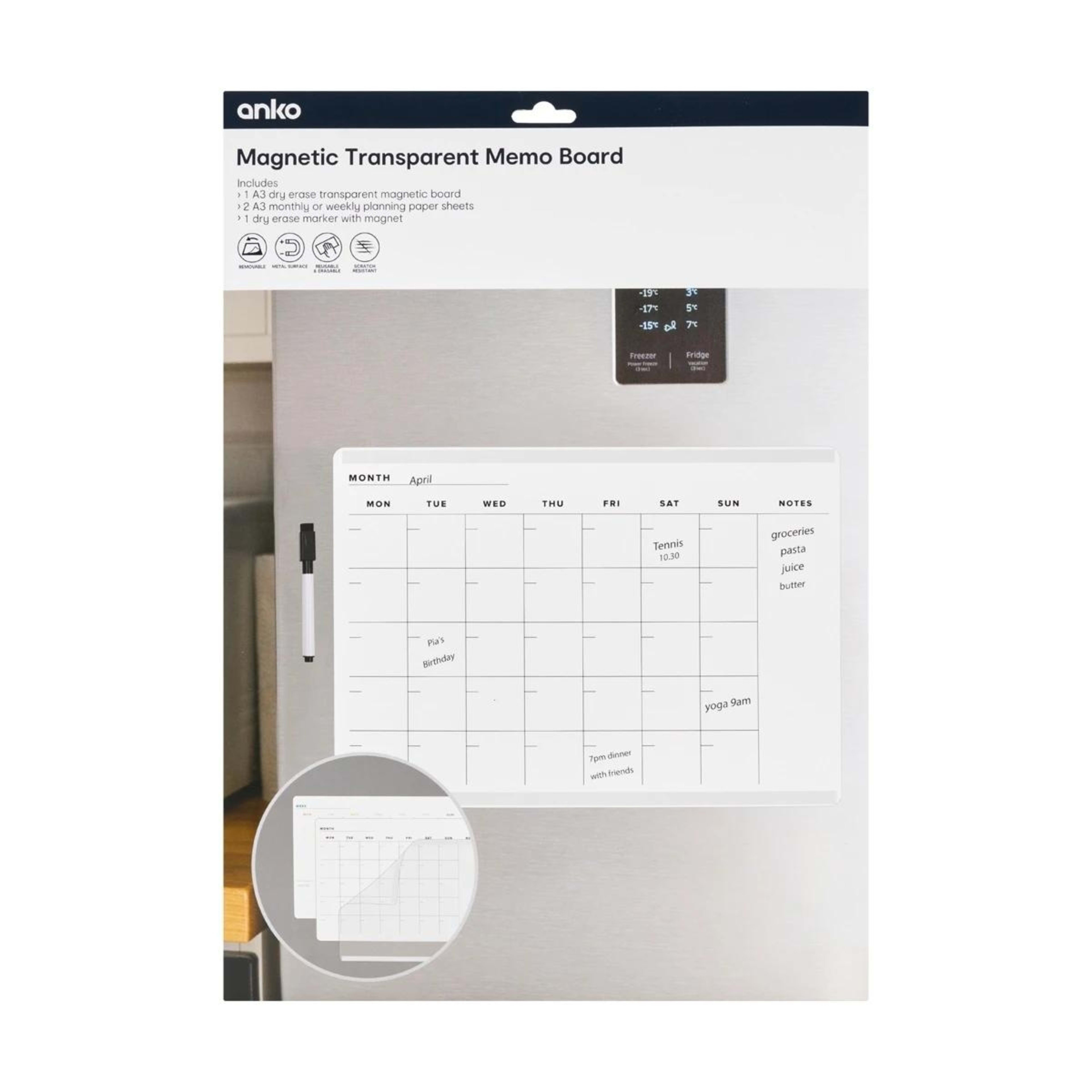 1 Magnetic Transparent Memo Board