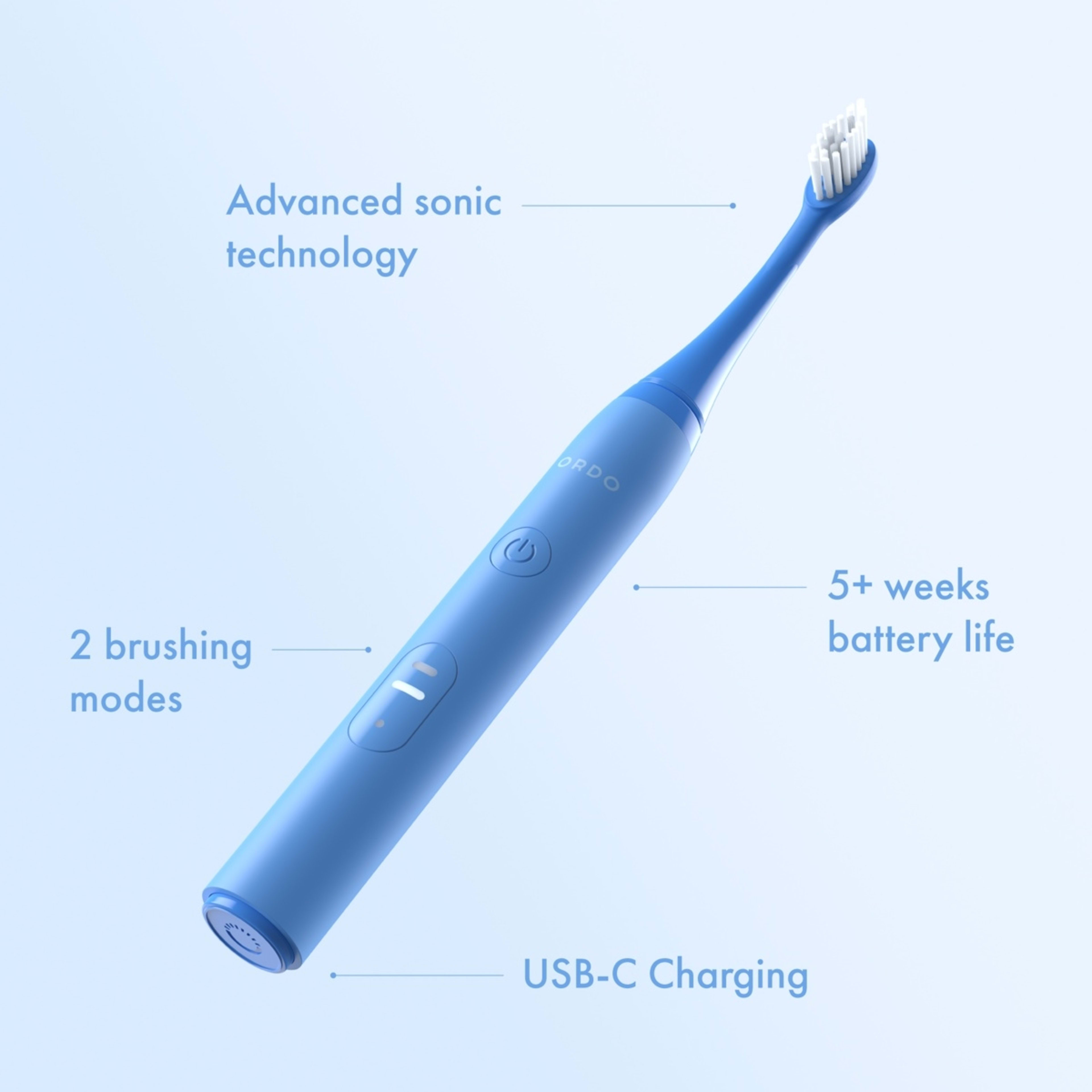 4 Ordo Sonic Lite Charging Electric Toothbrush and 2 Pack Sonic Brush Heads - Ocean, 4 of 7