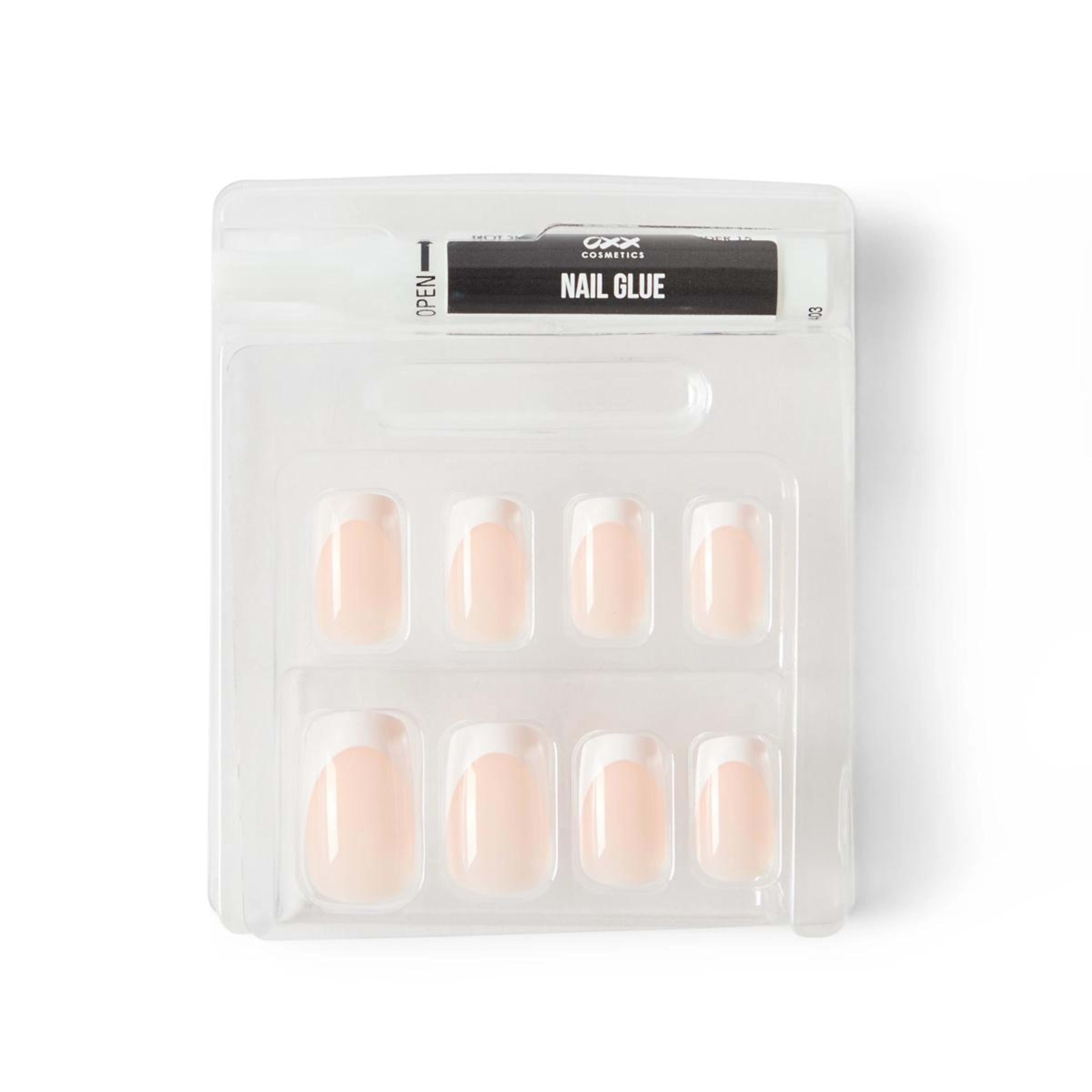 4 OXX Cosmetics 24 Pack Artificial Nails with Adhesive - Medium Square Shape, French Tip, 4 of 4