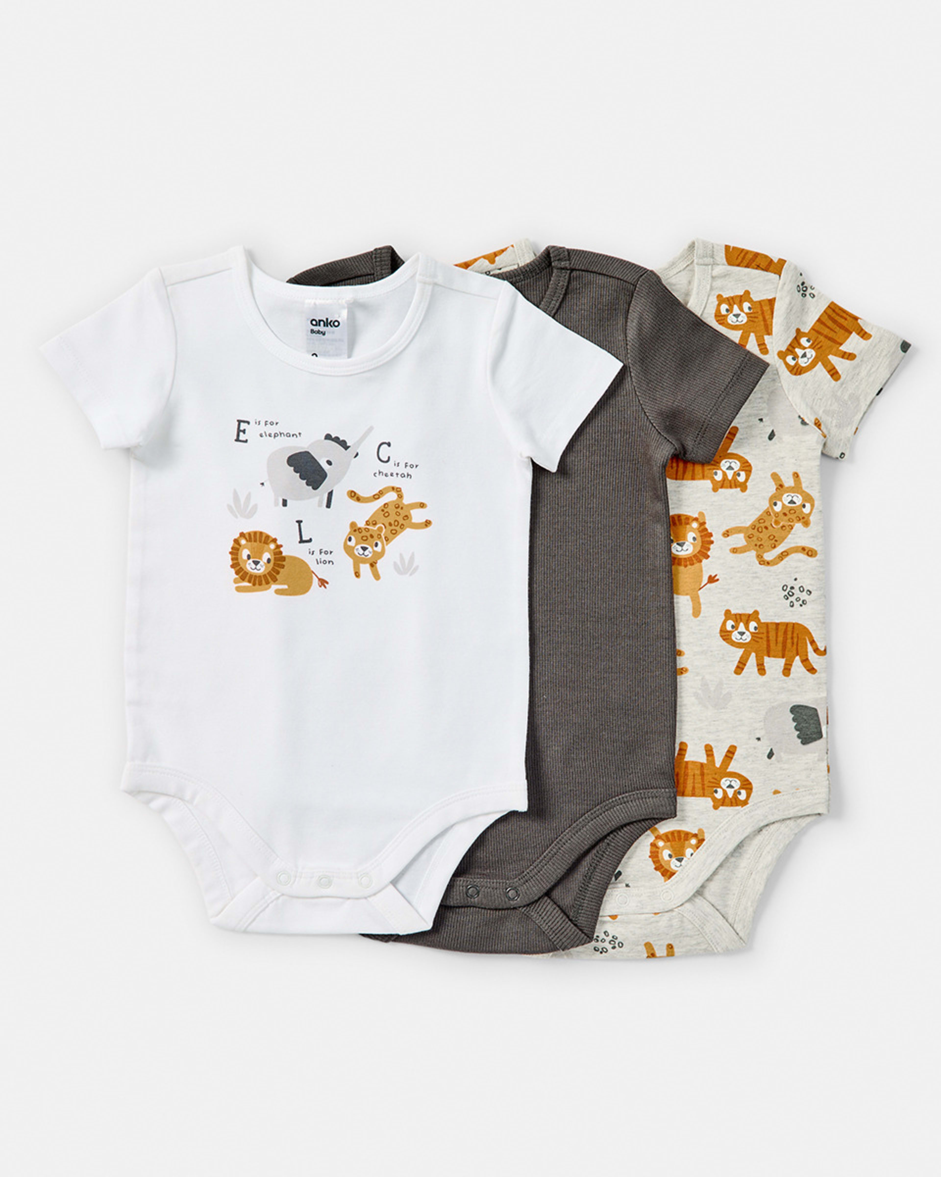 1 3 Pack Short Sleeve Bodysuits Jungle
