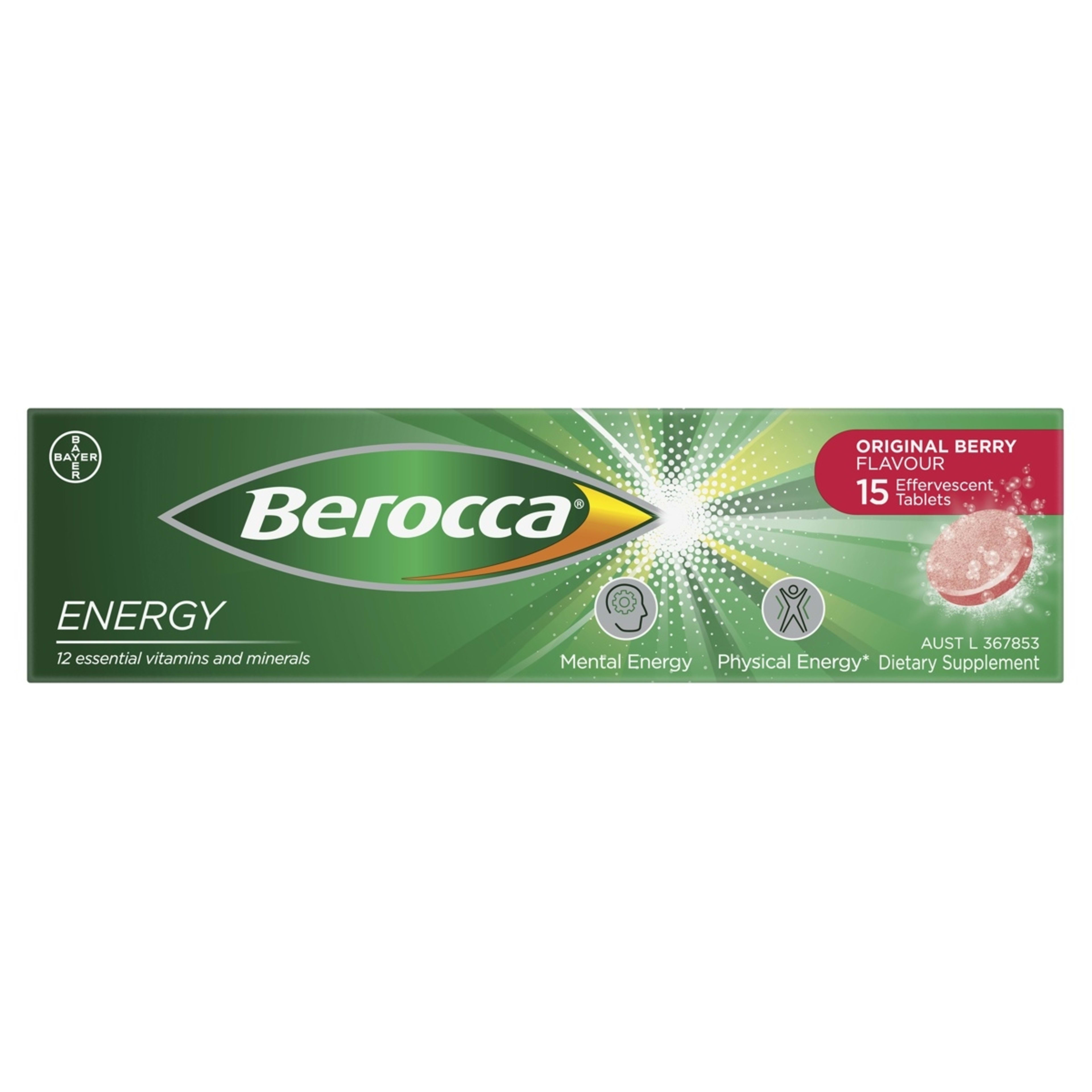 1 15 Pack Berroca Energy Original Berry Flavour Effervescent Tablets