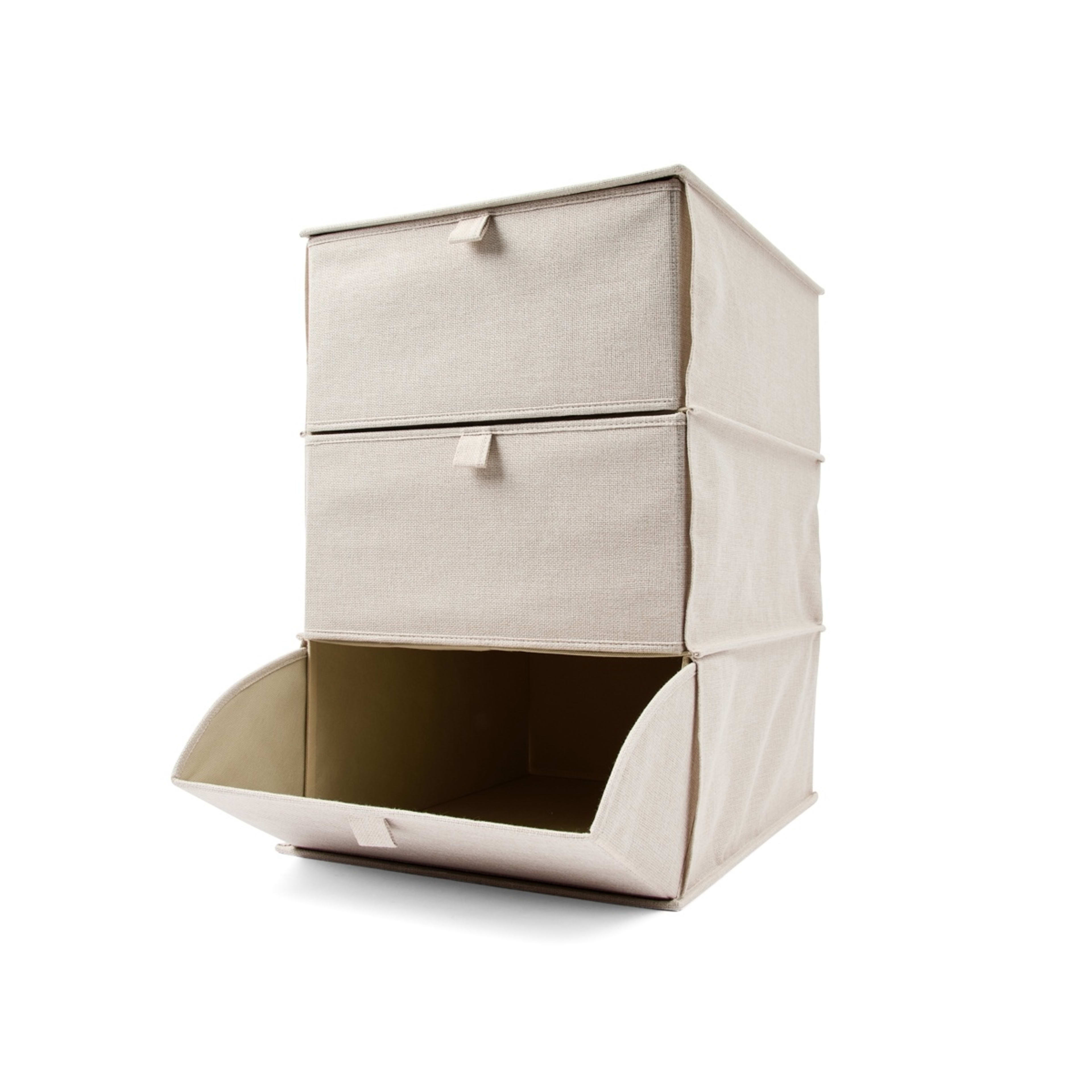 2 Linen Look 3 Tier Storage Unit - Beige, 2 of 6