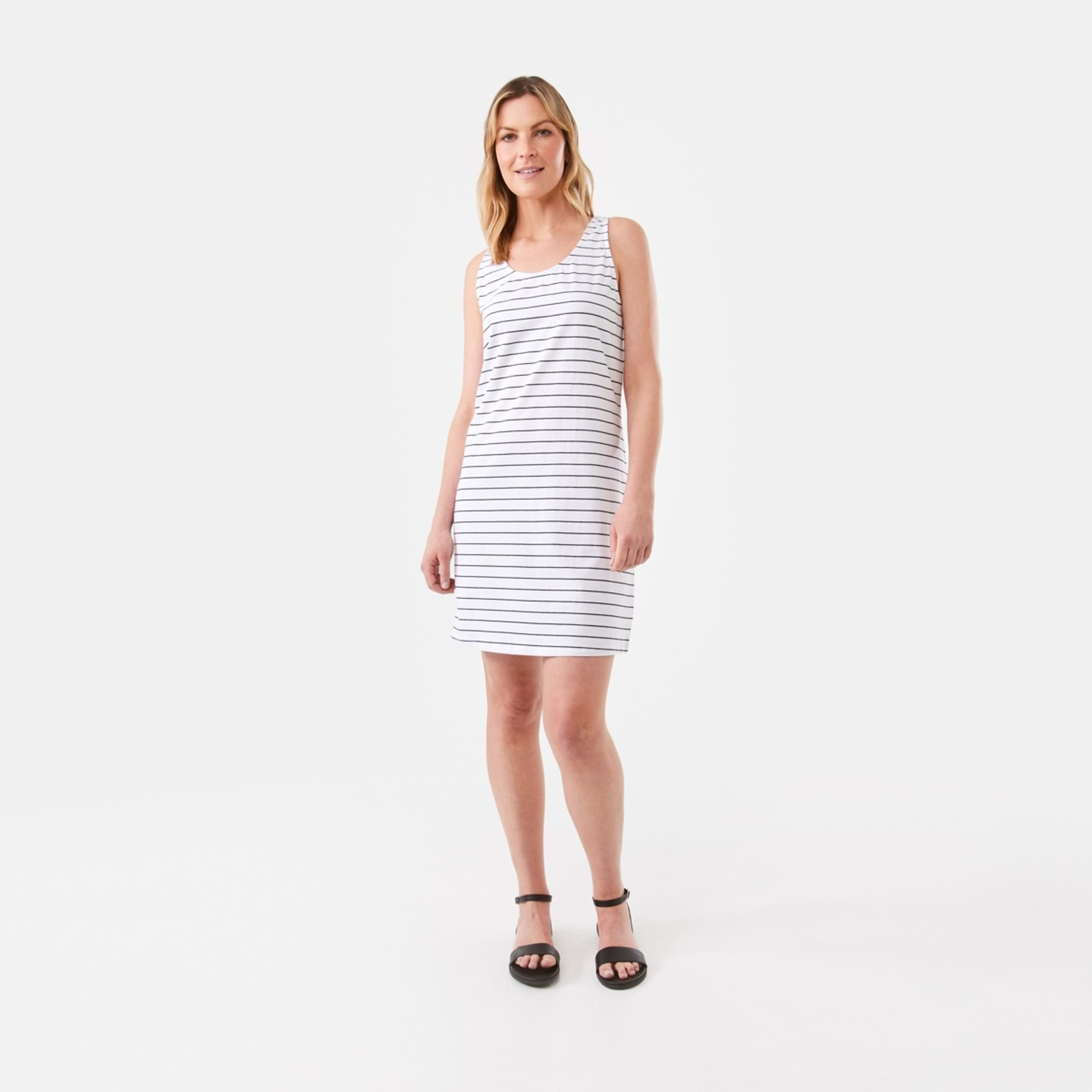 7 Sleeveless Tank Mini Dress Wht Stripe, 7 of 7