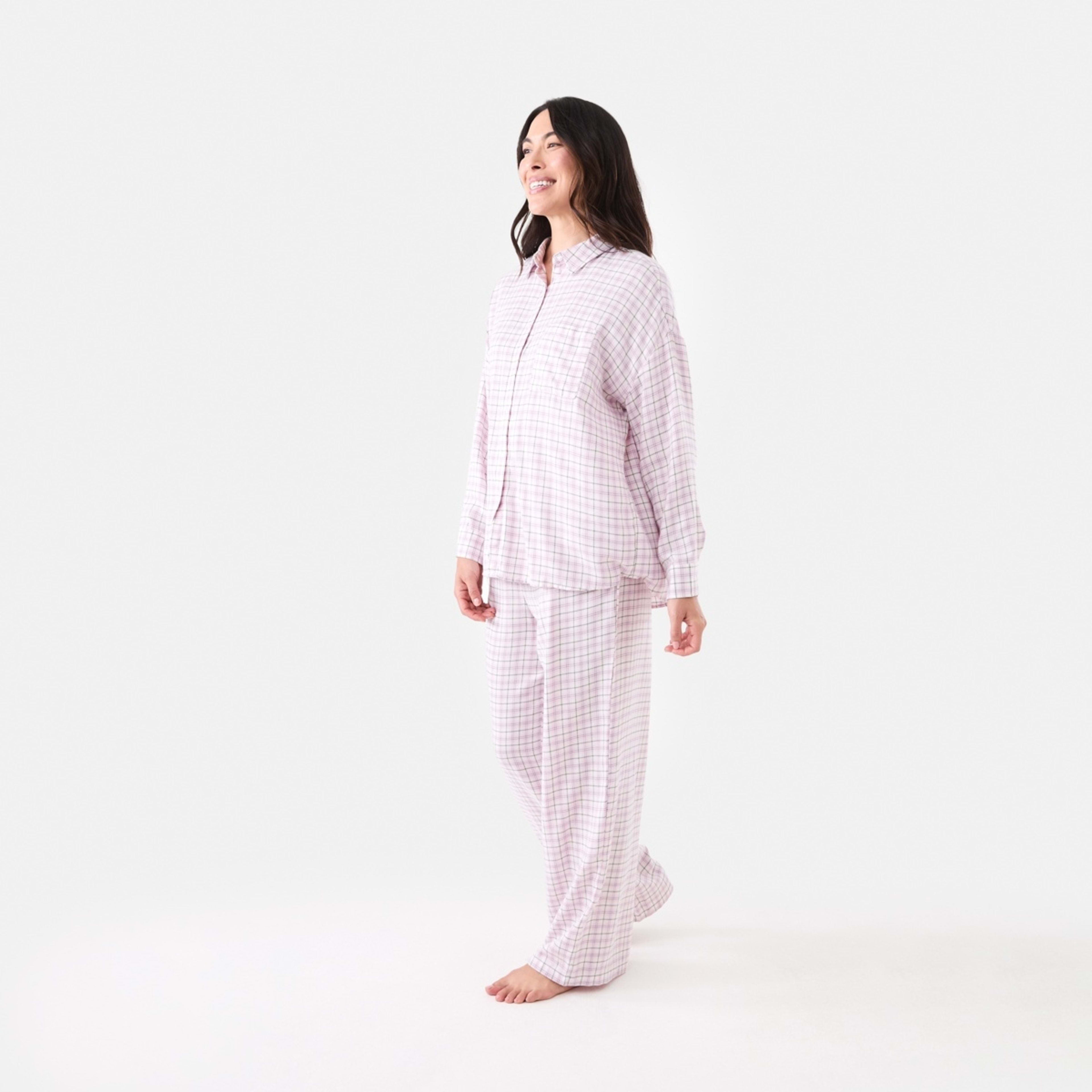 2 Relaxed Boyfriend Flannel Pyjama Set Pnk Wt Chk, 2 of 7