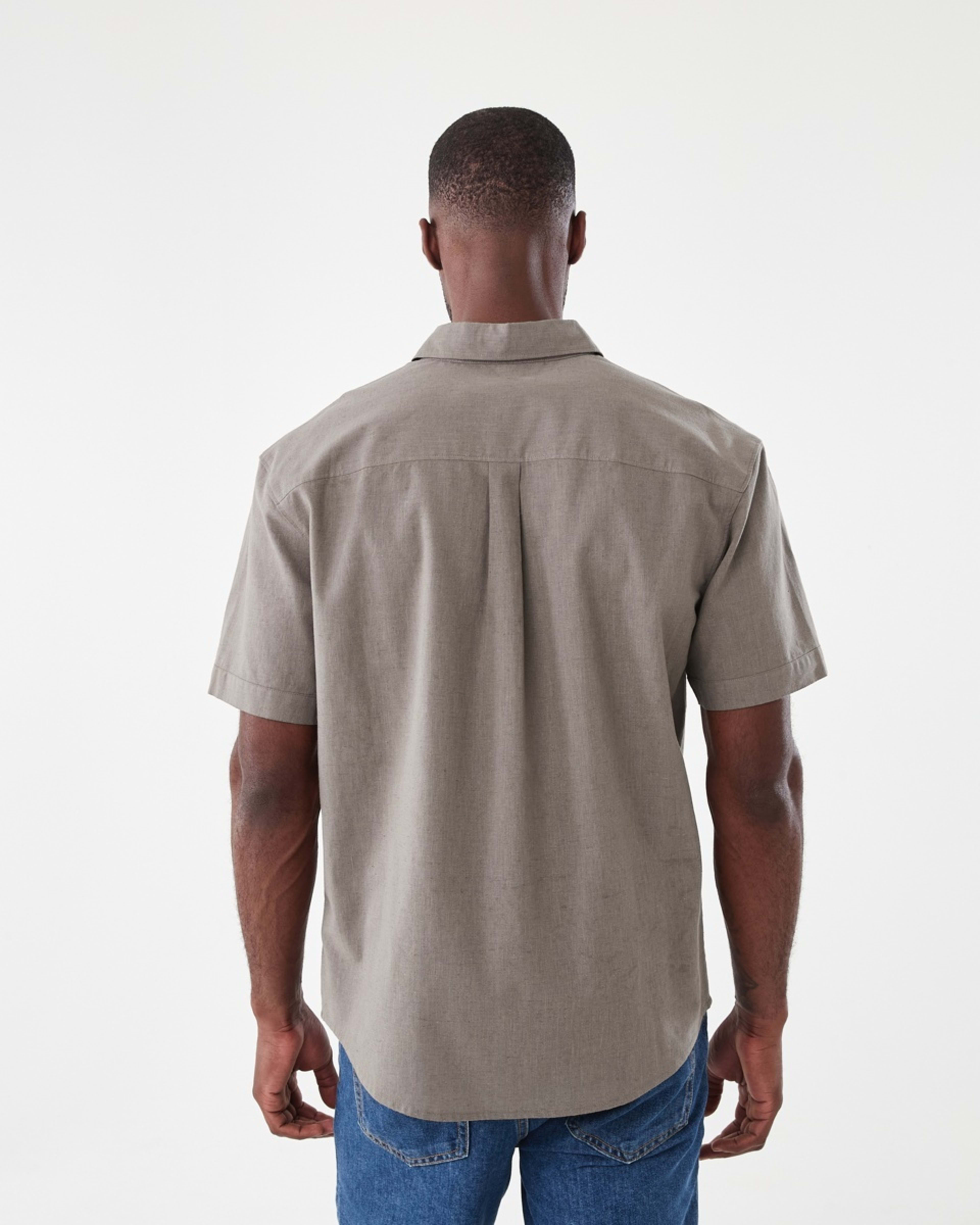3 Short Sleeve Cotton Linen Shirt EAGLE BROWN, 3 of 5