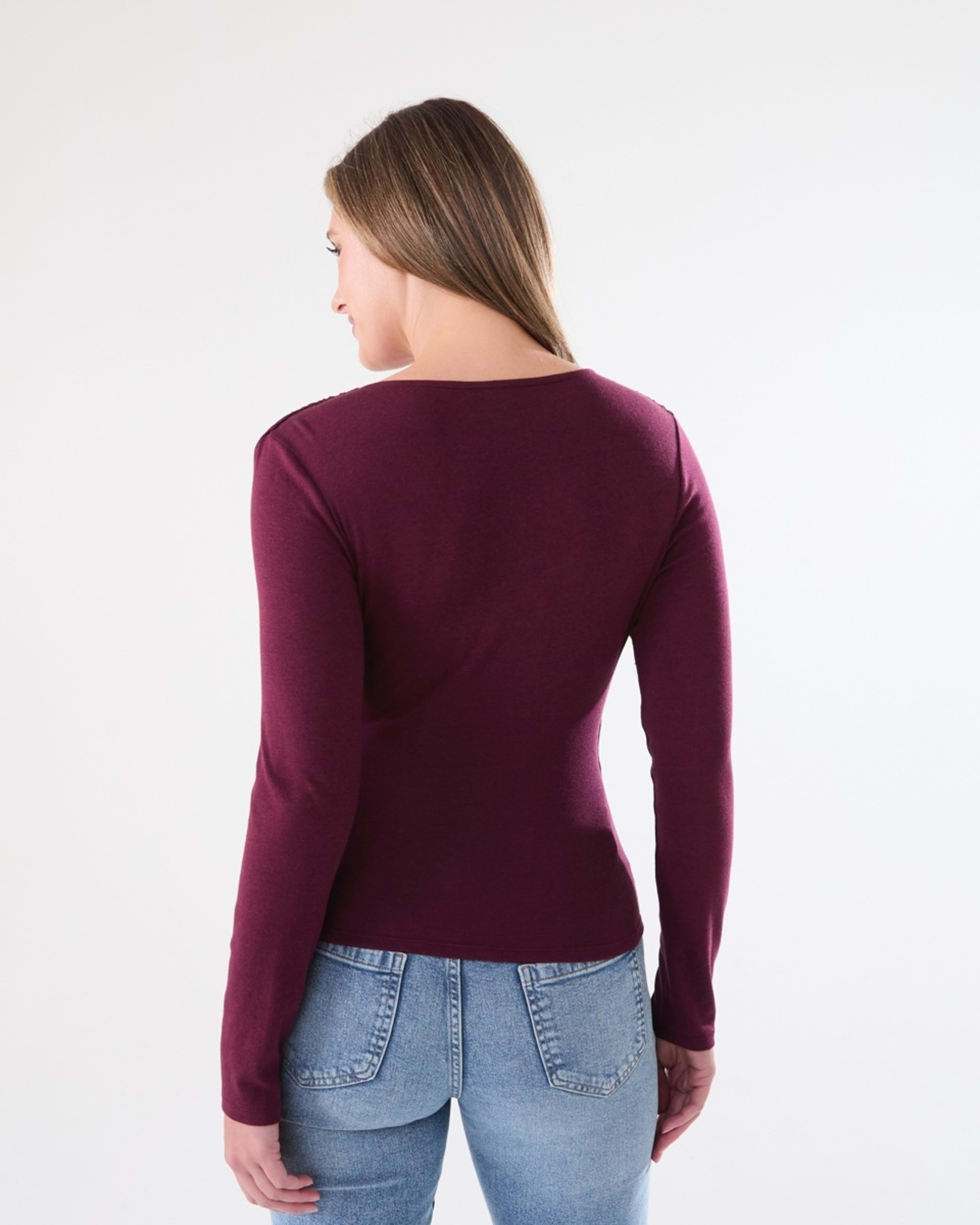 3 Long Sleeve Ruched Wrap Top Burgundy, 3 of 5
