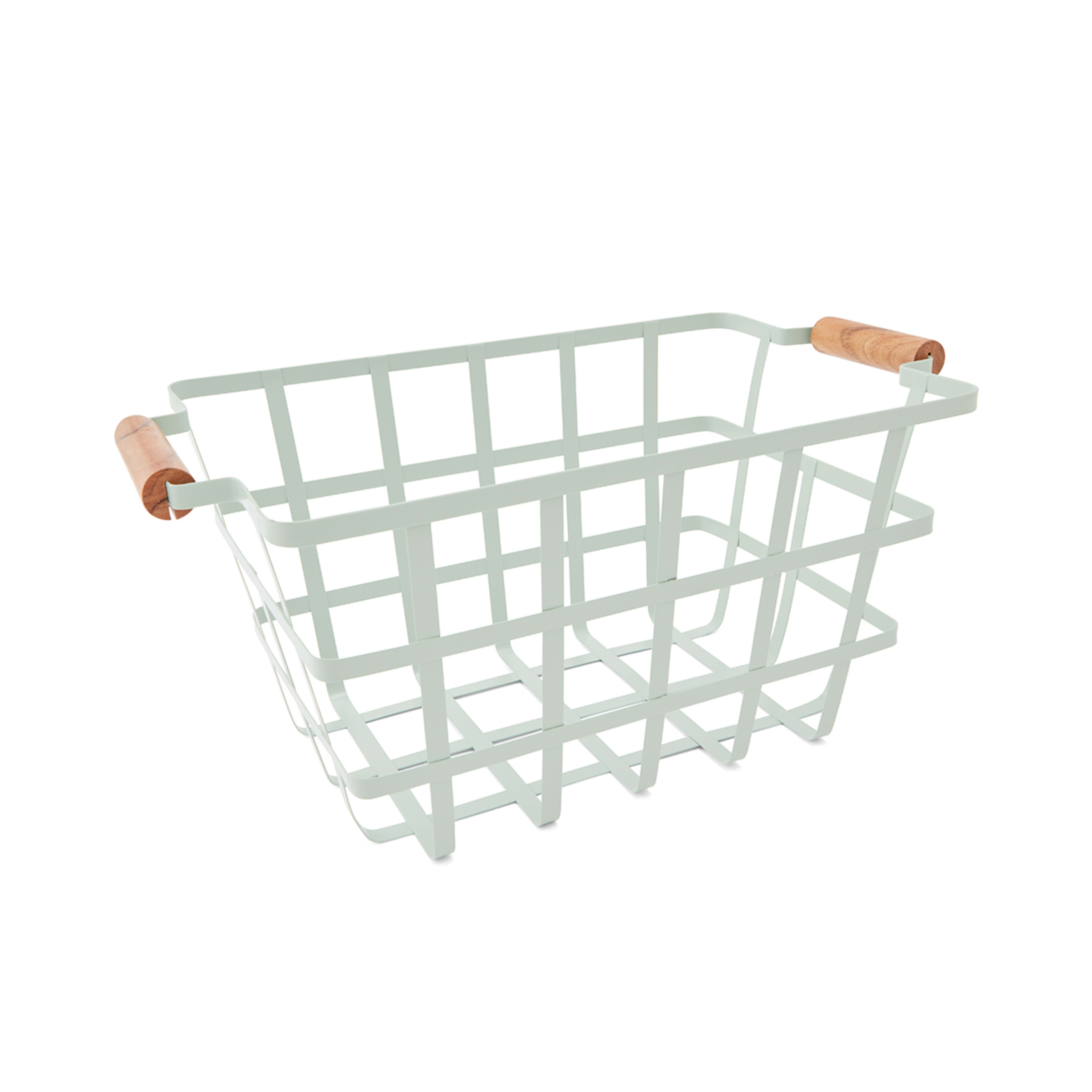 Wire Basket with Wood Handle Sage Kmart NZ