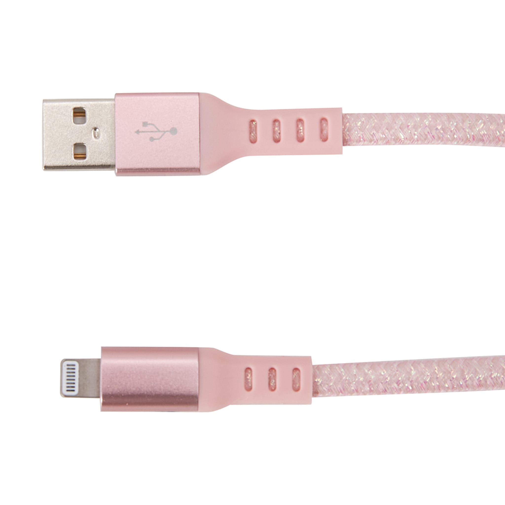 USB Lightning Metal Cable 1m Pink Kmart