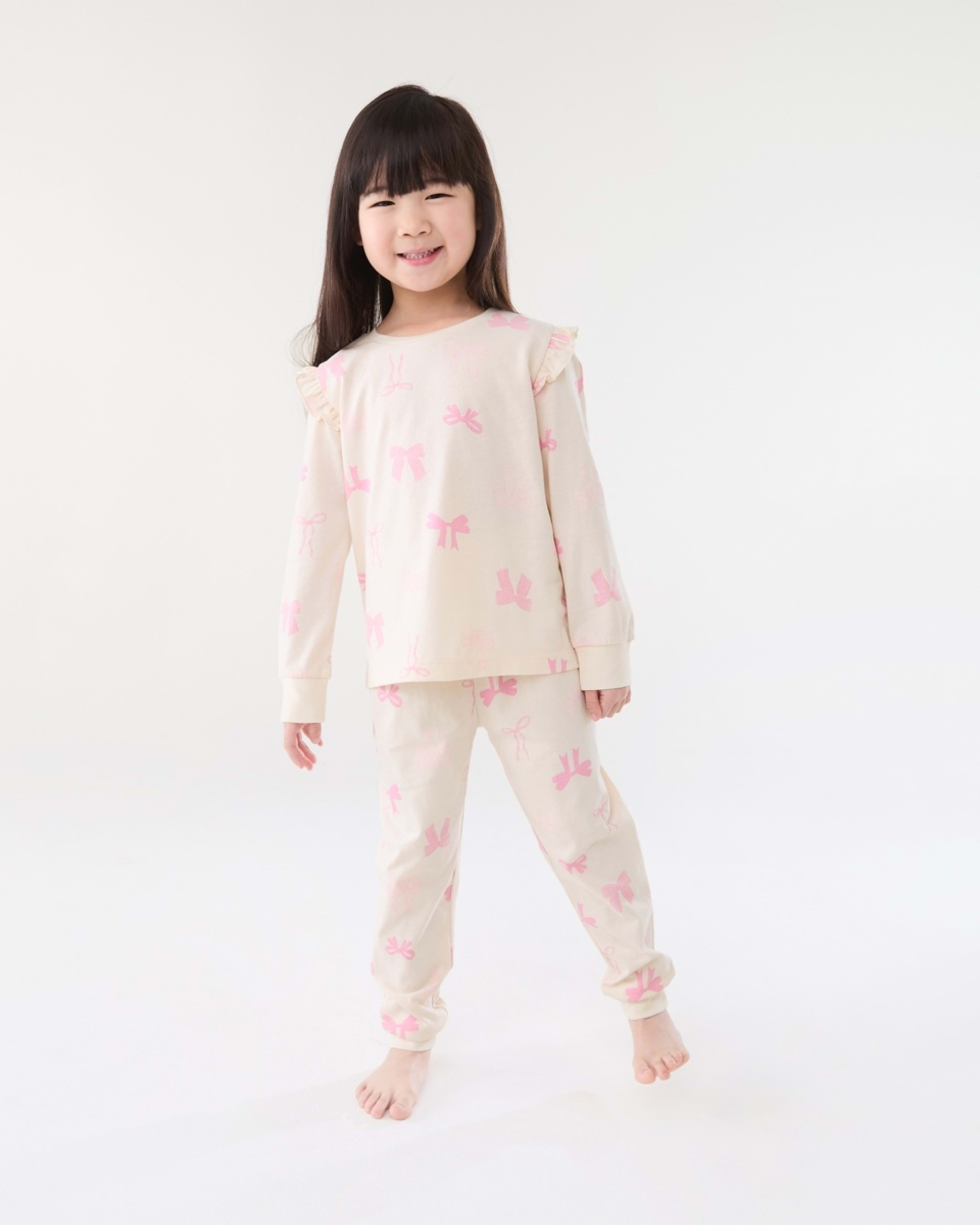 1 Jersey Pyjama Set Wht Bow, 1 of 6