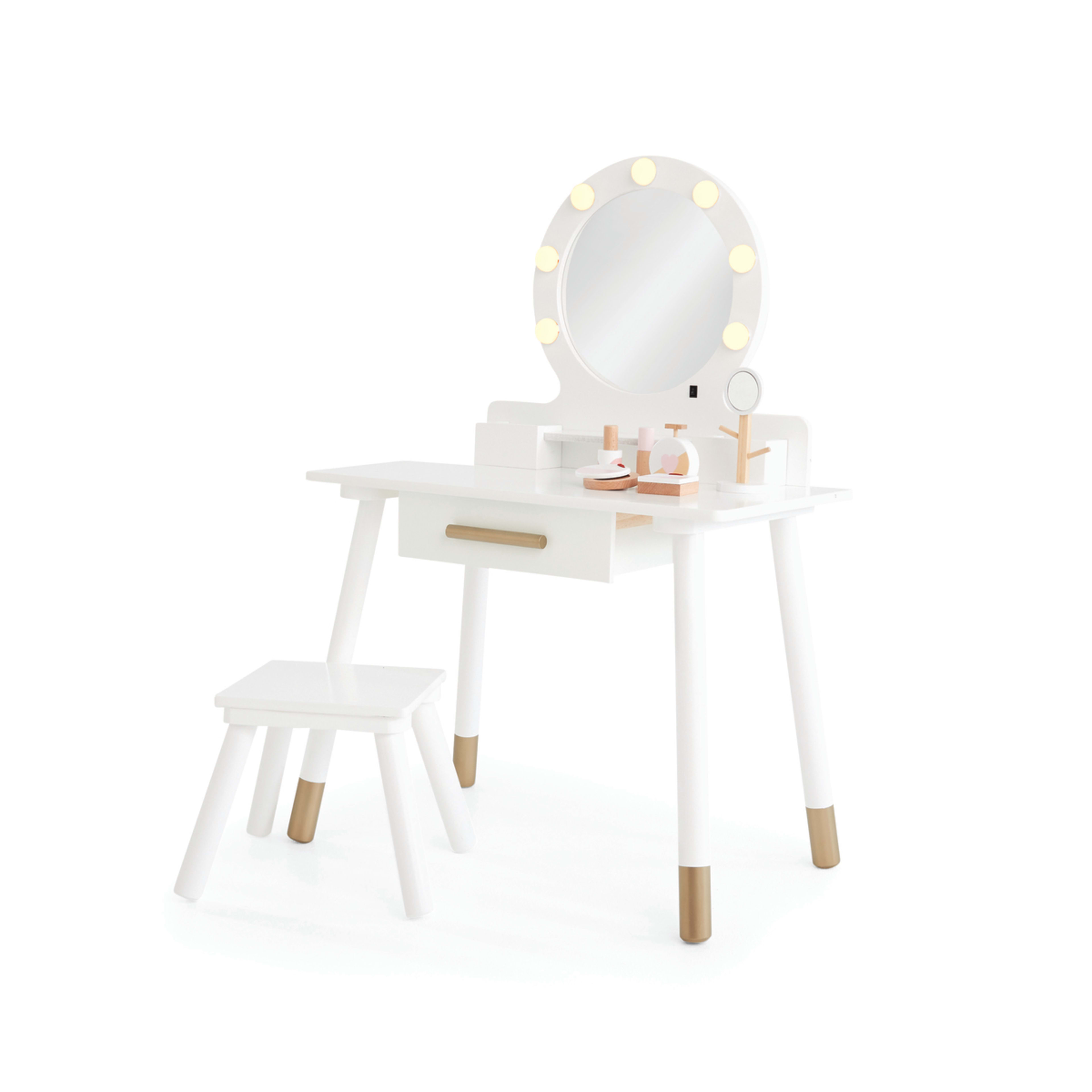 9 Piece Deluxe Wooden Light Up Vanity and Accessories Kmart