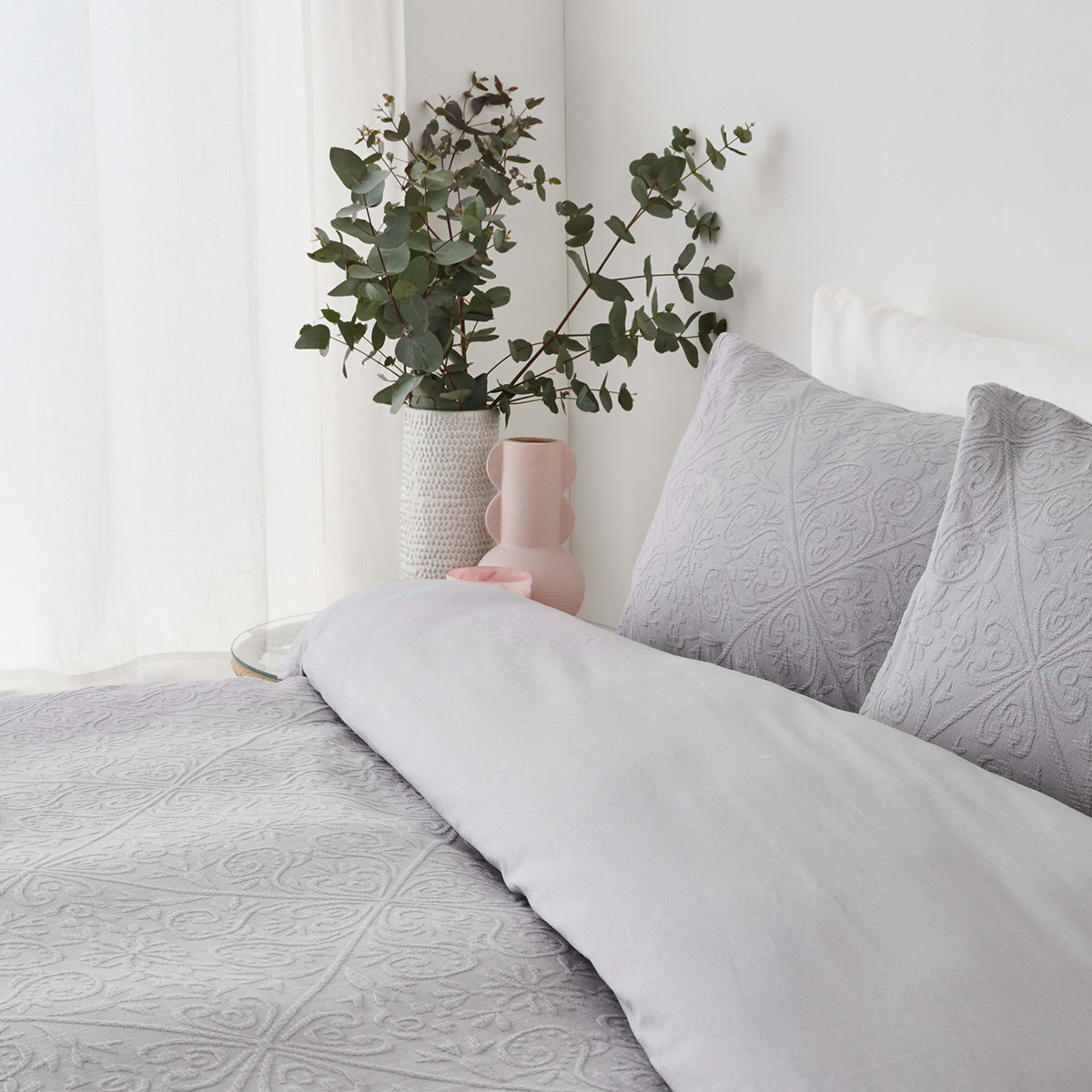 3 Giselle Cotton Quilt Cover Set - Double Bed, Grey, 3 of 5