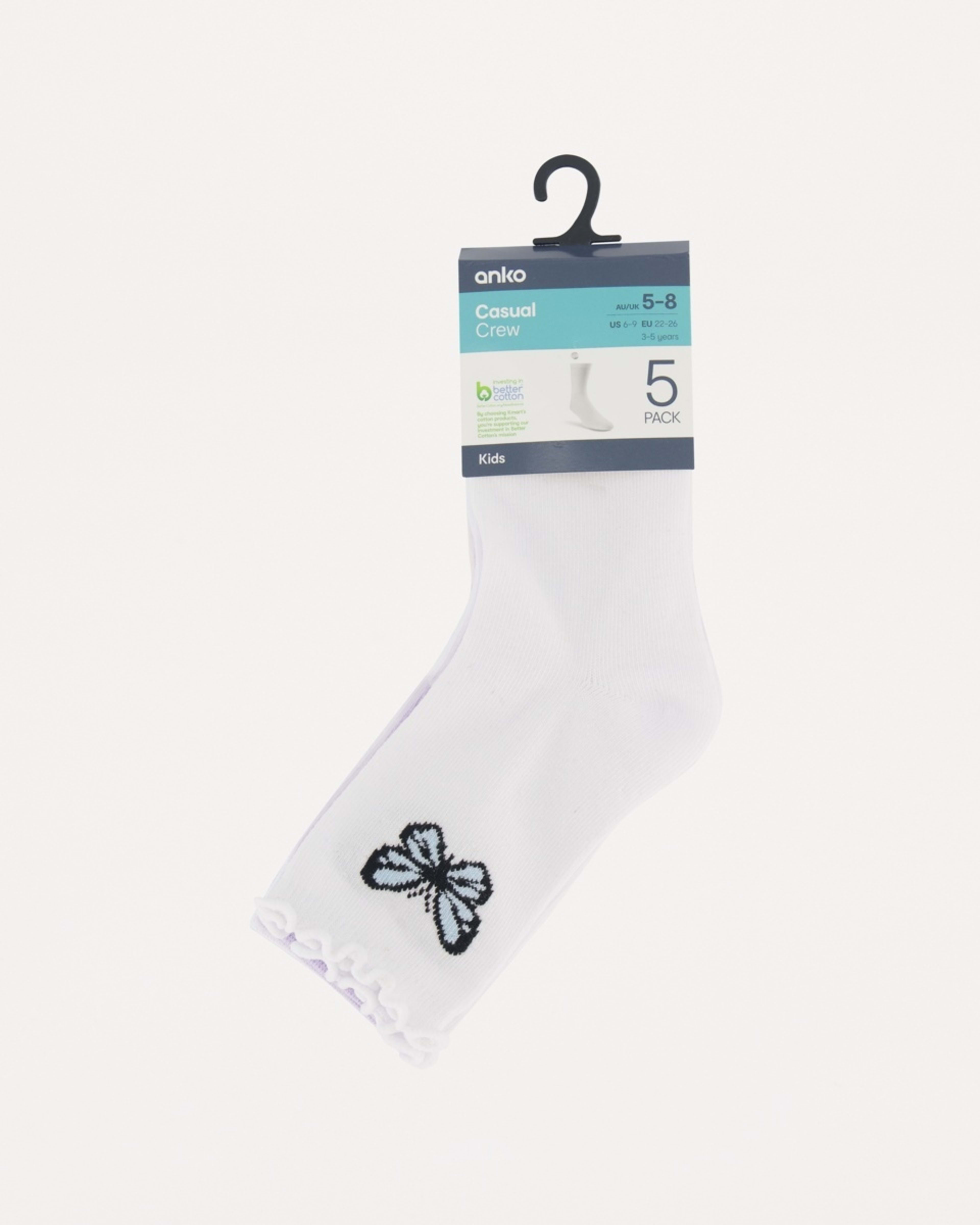 3 5 Pack Crew Socks Butterfly2, 3 of 3