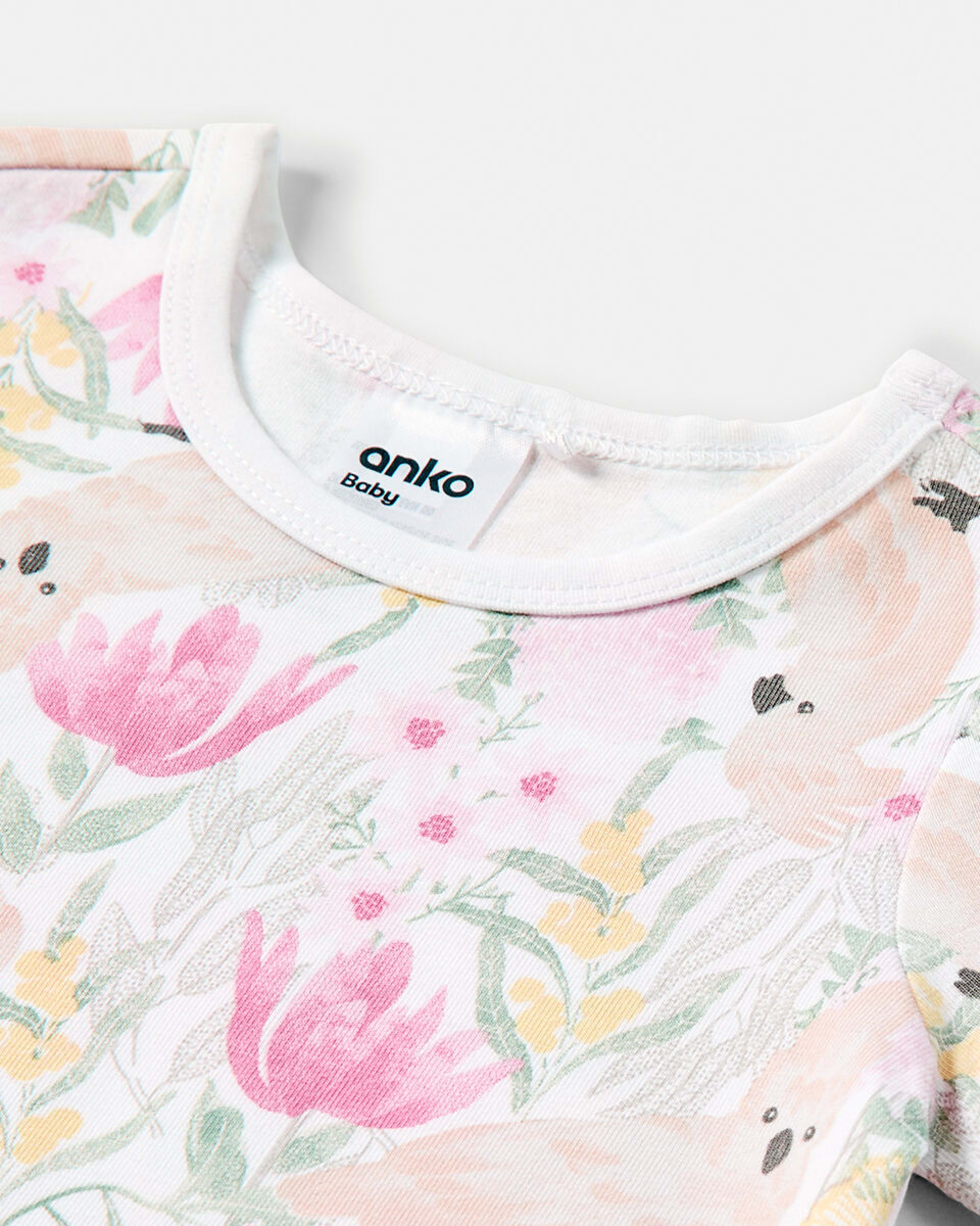 6 3 Pack Short Sleeve Bodysuits Aus Floral, 6 of 8