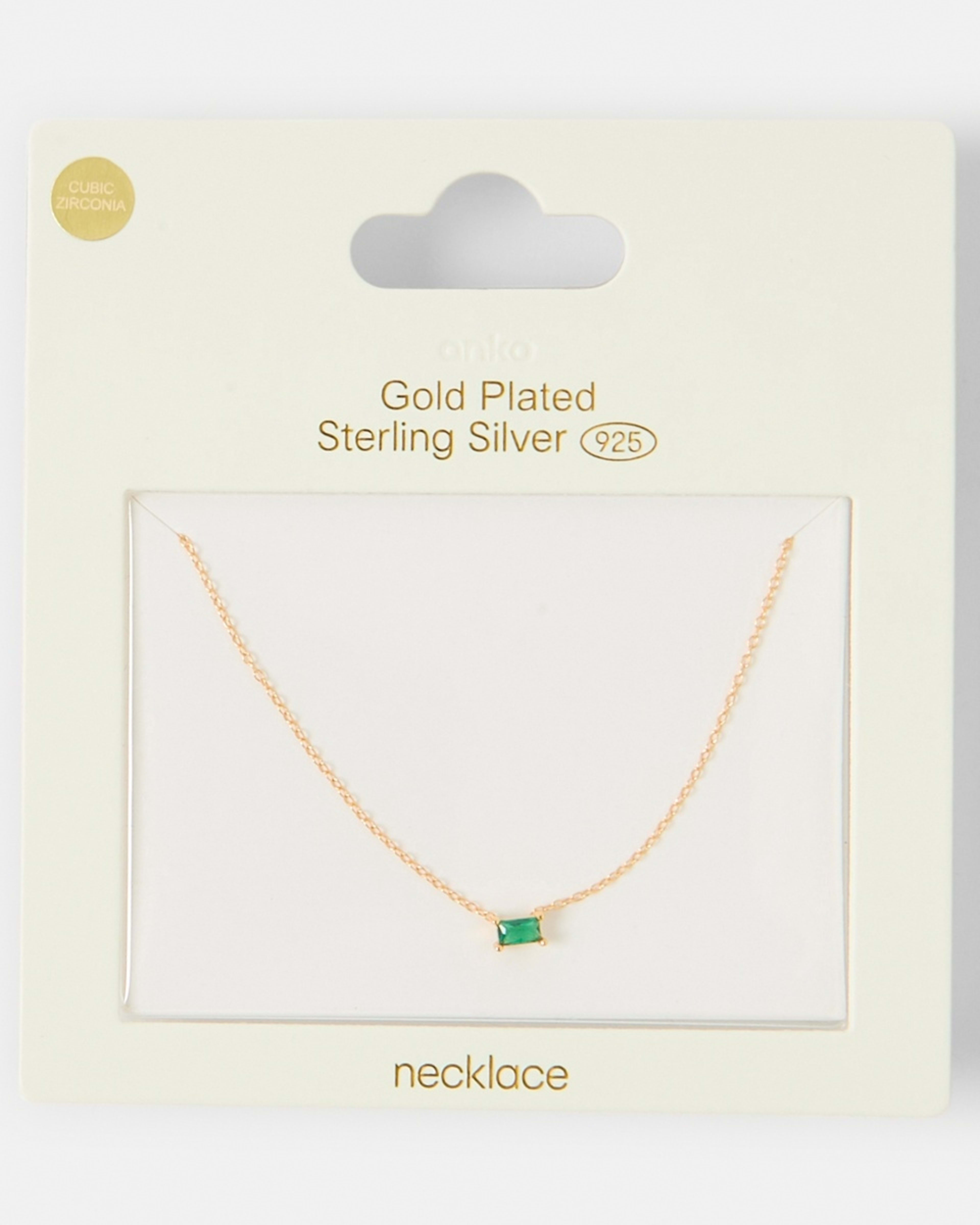 4 Gold Plated Sterling Silver Stone Necklace - Green Gold, 4 of 4