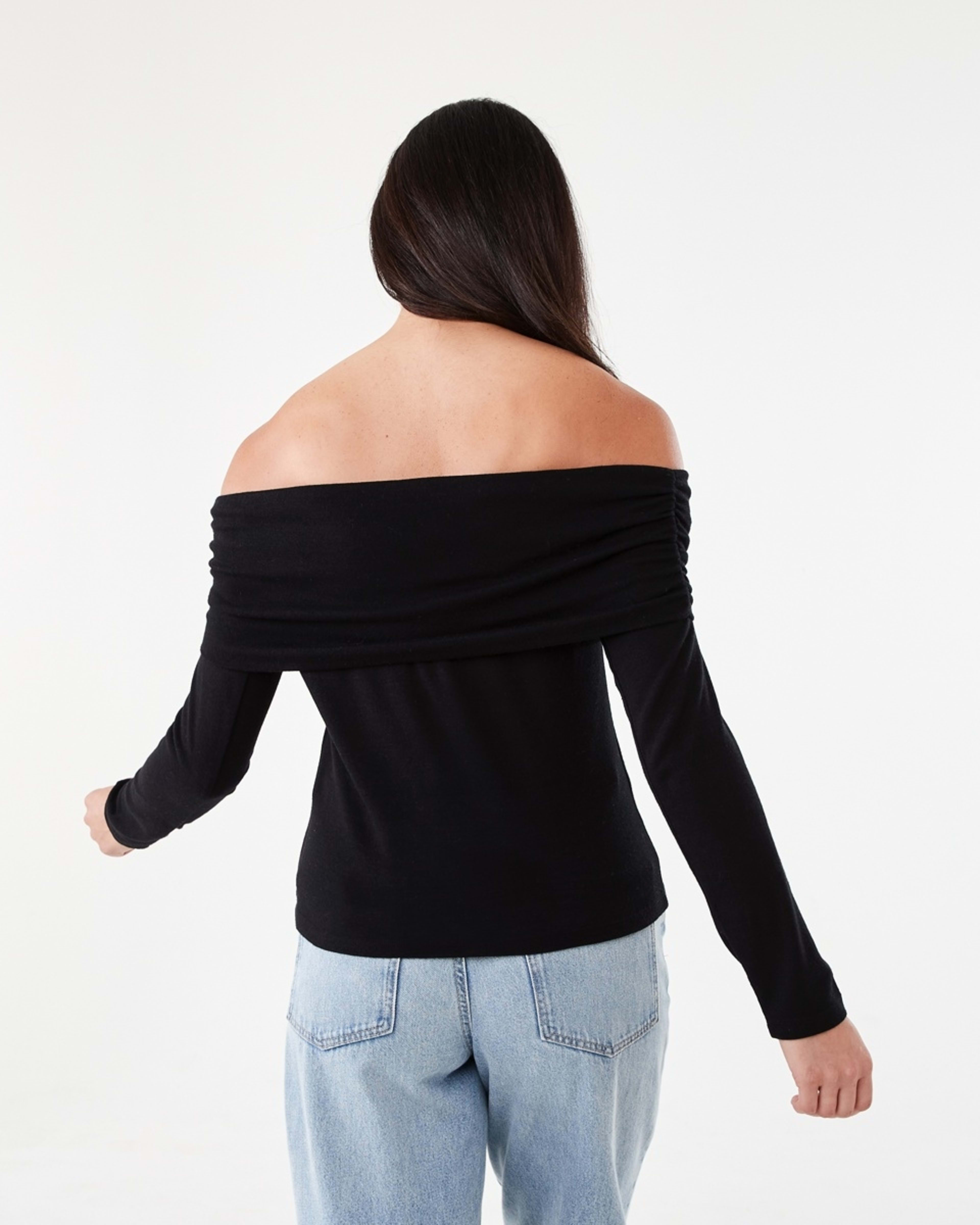 3 Long Sleeve Off Shoulder Top Black, 3 of 5