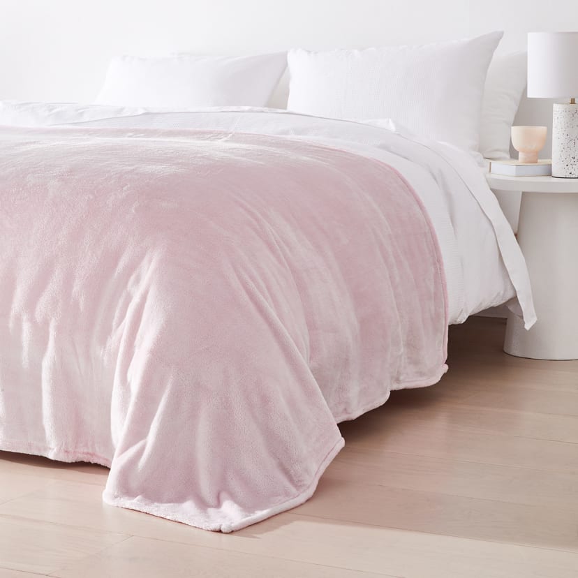 Plush Blanket Single Bed, Pink Kmart