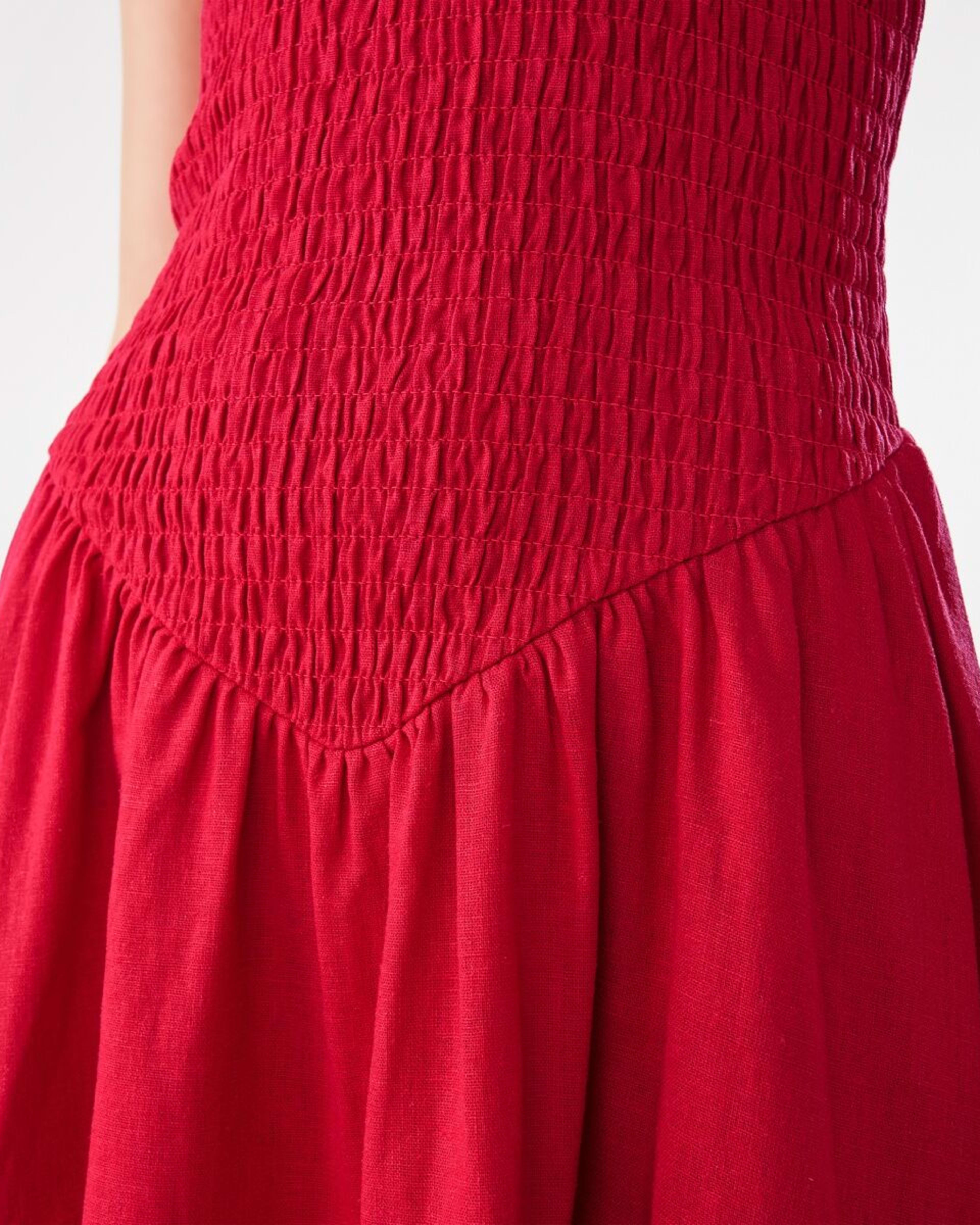 7 Sleeveless Shirred Bodice Mini Dress STRAWBERRY, 7 of 8