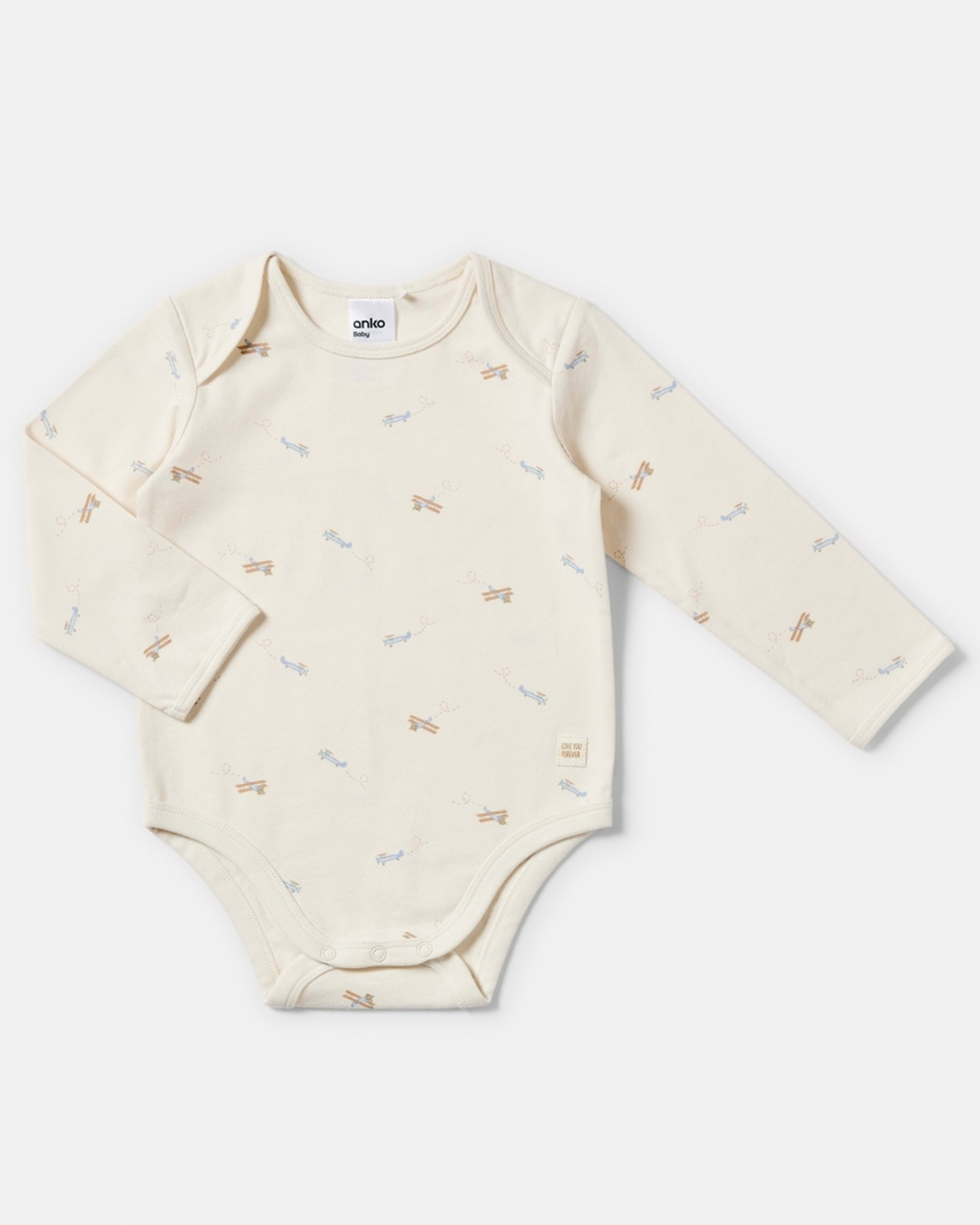 3 2 Piece Long Sleeve Newborn Set CREAM DITSY PLANES, 3 of 6