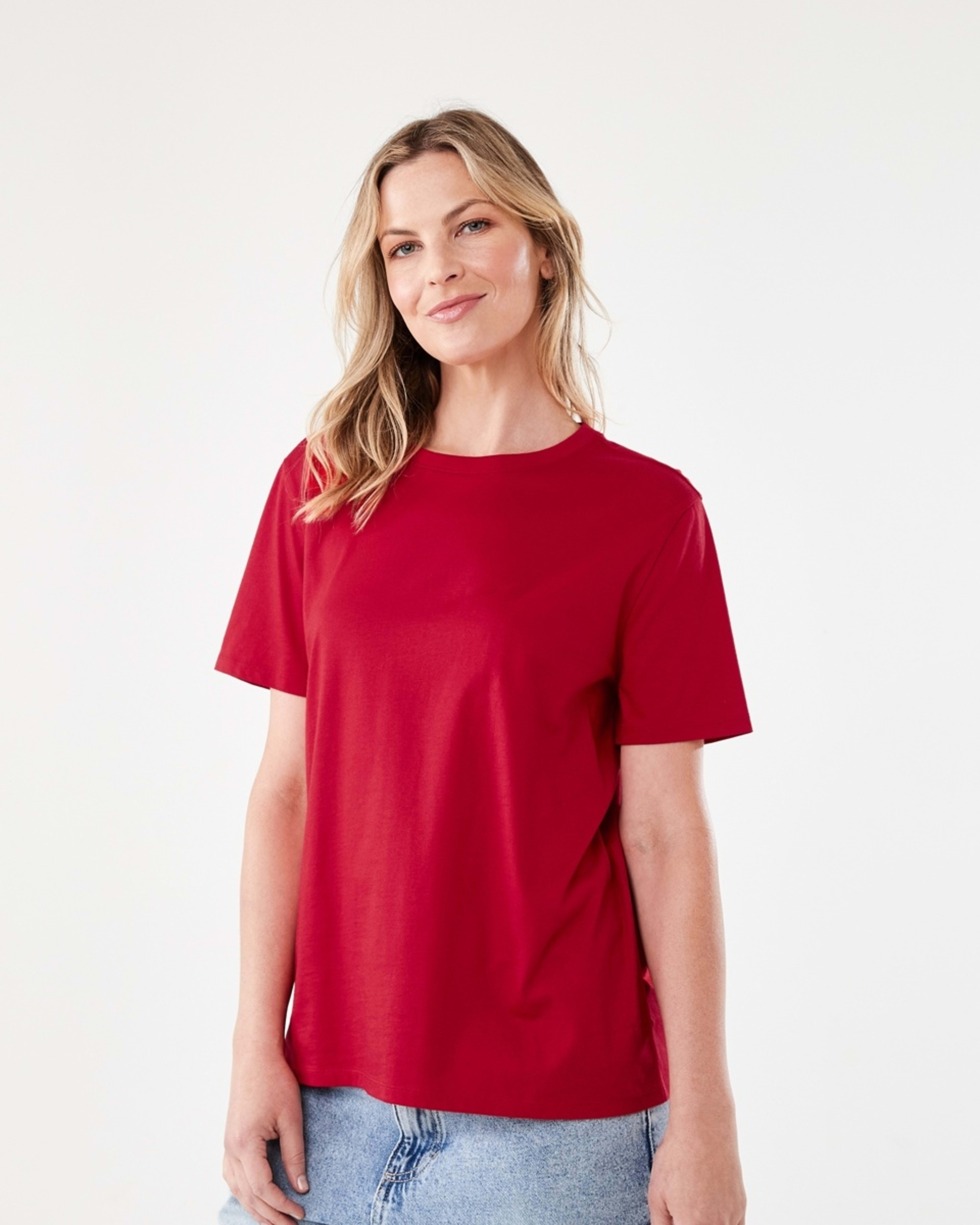 2 Short Sleeve Australian Cotton T-shirt Cherry Red, 2 of 5