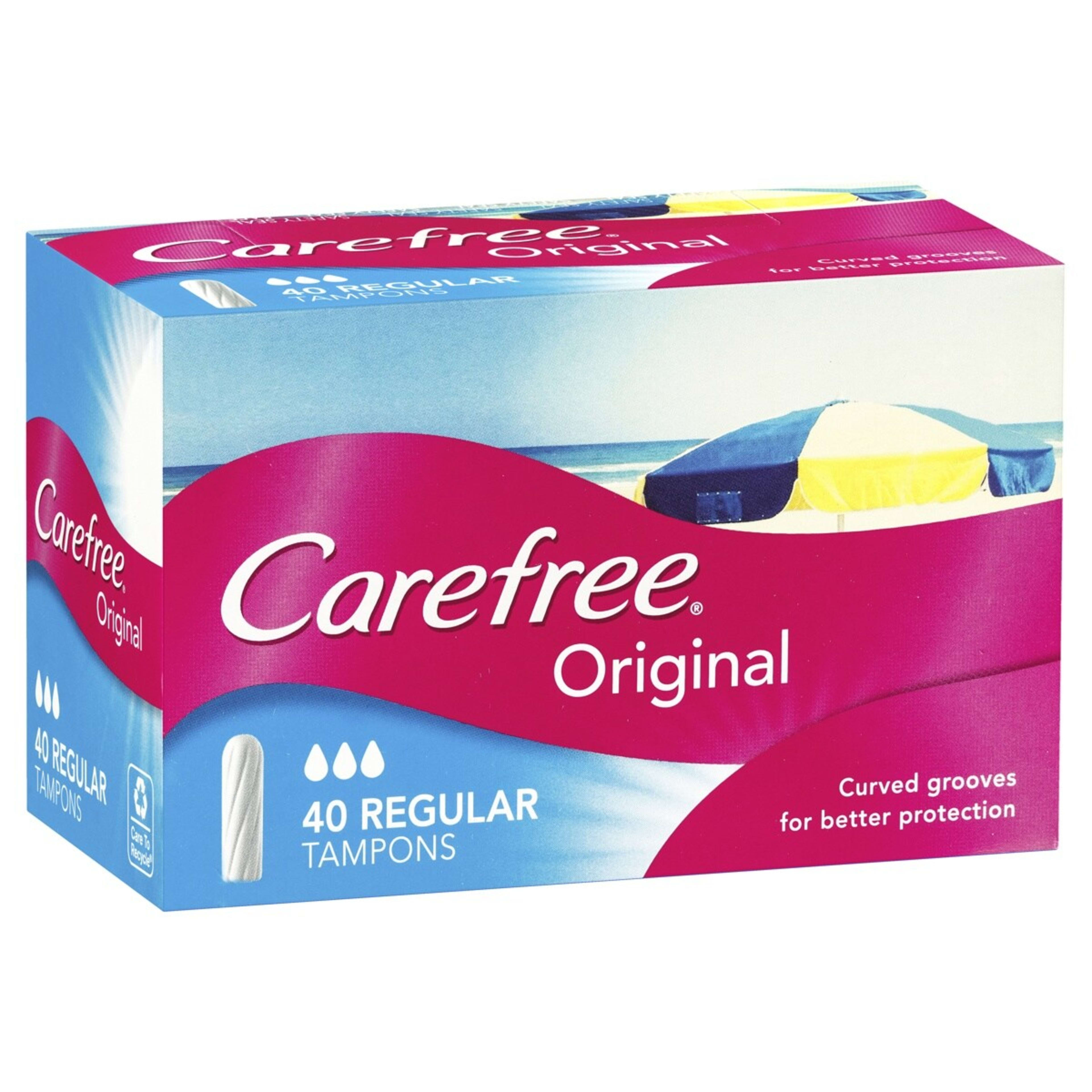 1 Carefree 40 Pack Original Tampons - Regular, 1 of 4