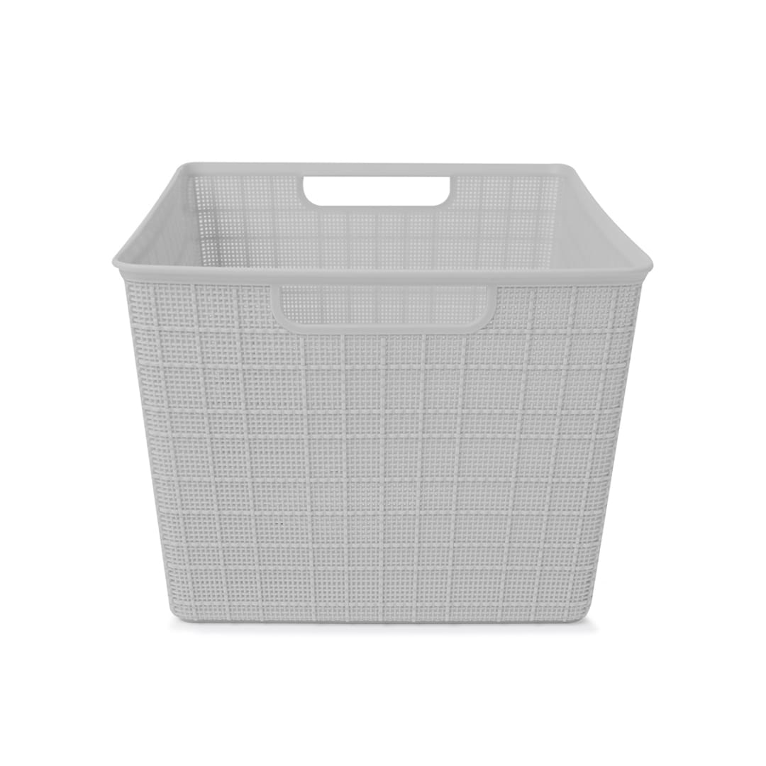 4.5L Rectangle Linen Weave Basket Grey Kmart