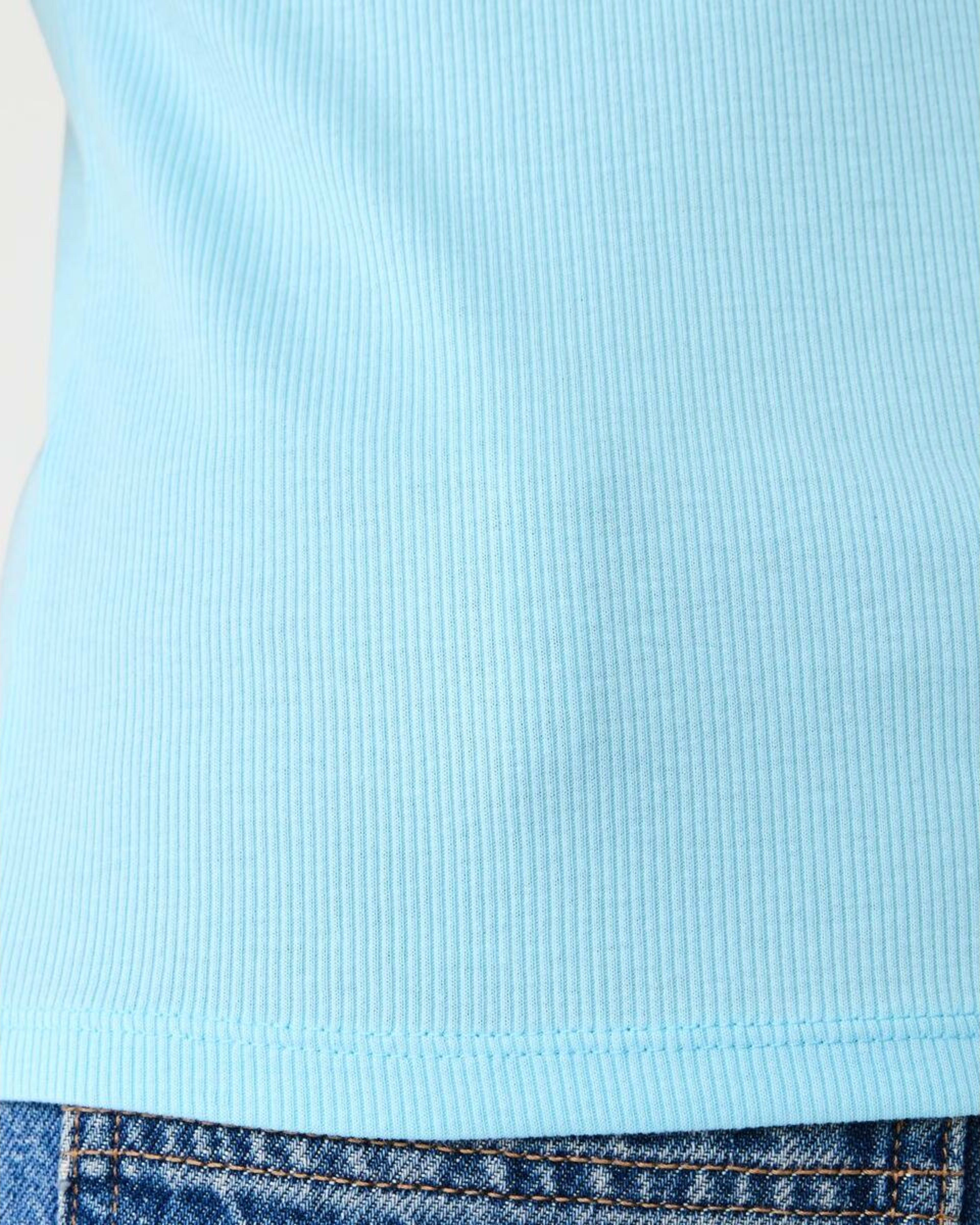6 Short Sleeve Rib Crew Neck T-shirt Clear Aqua, 6 of 6