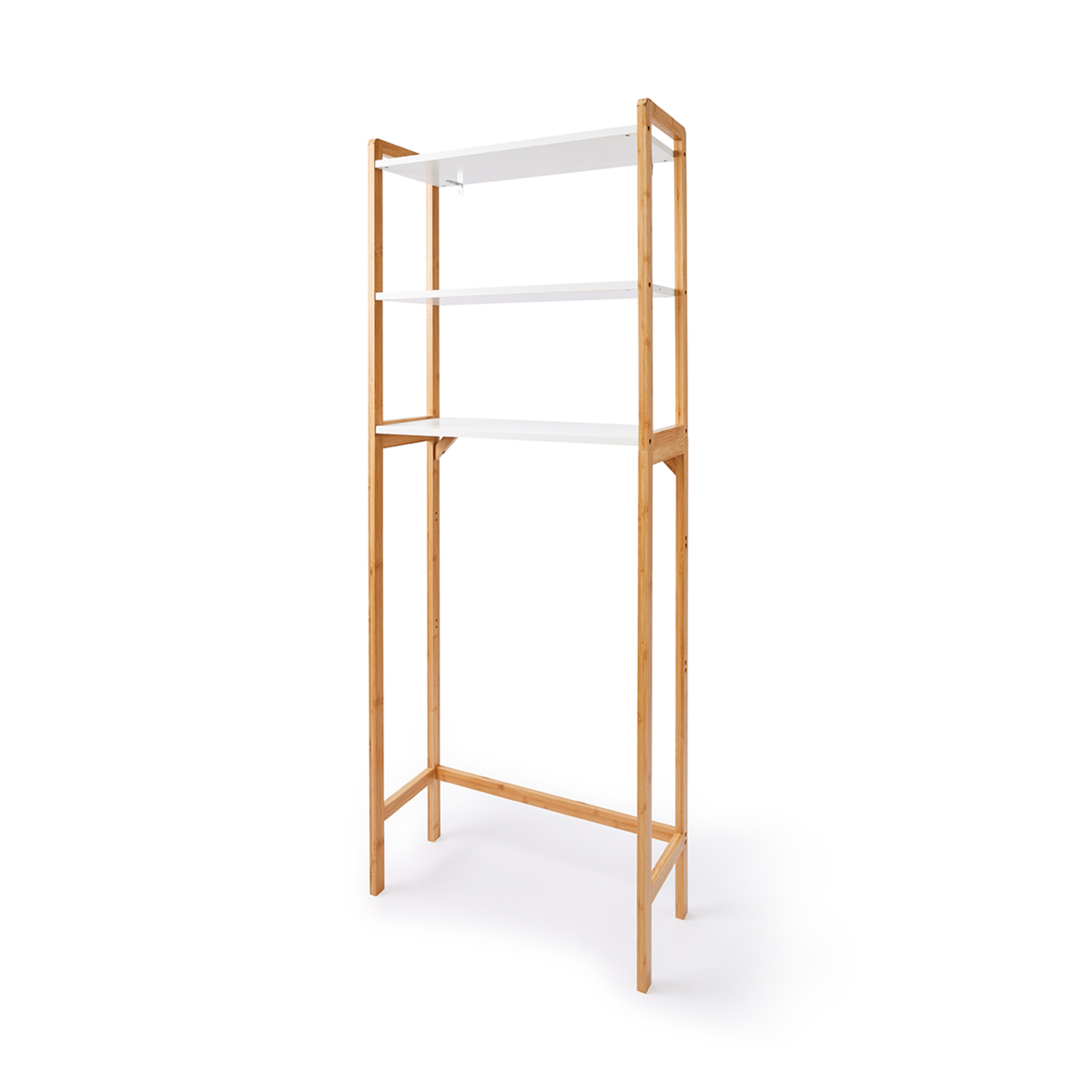 3 Bamboo and White Over Toilet Shelf Unit, 3 of 10