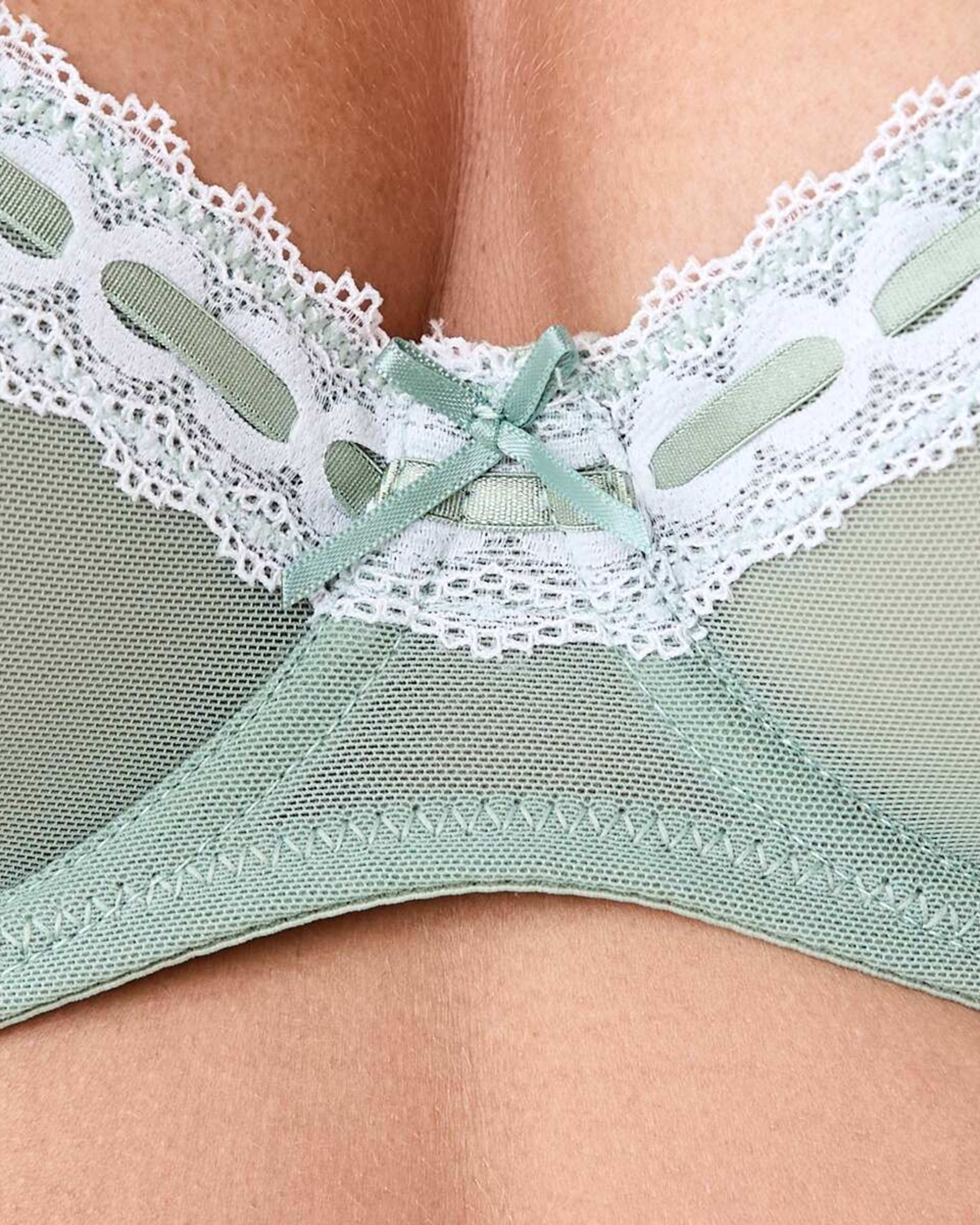 5 Co-ordinated Ribbon Trim Soft Cup Bra Ice Grn, 5 of 6