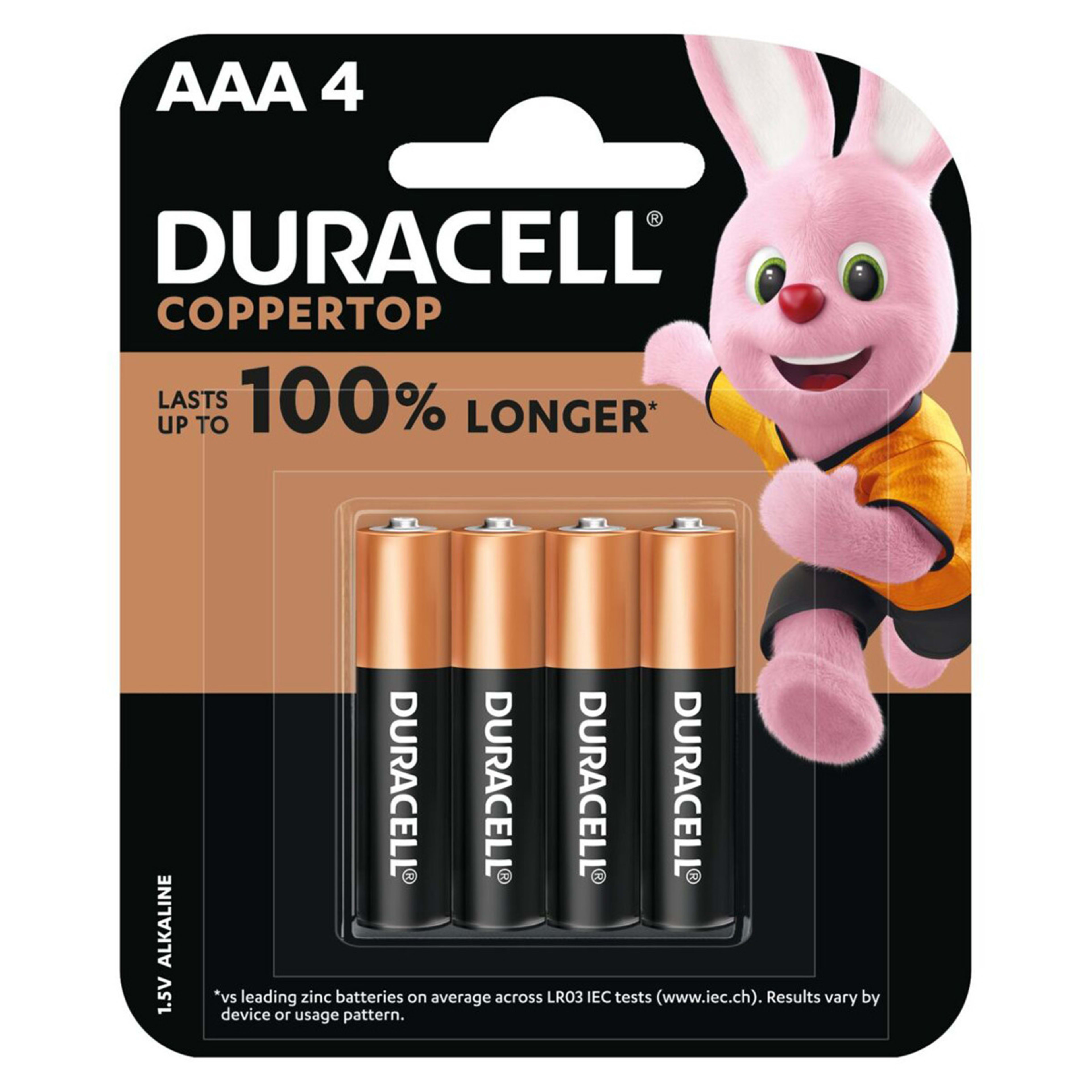 1 4 Pack Duracell Coppertop AAA 1.5V Alkaline Batteries