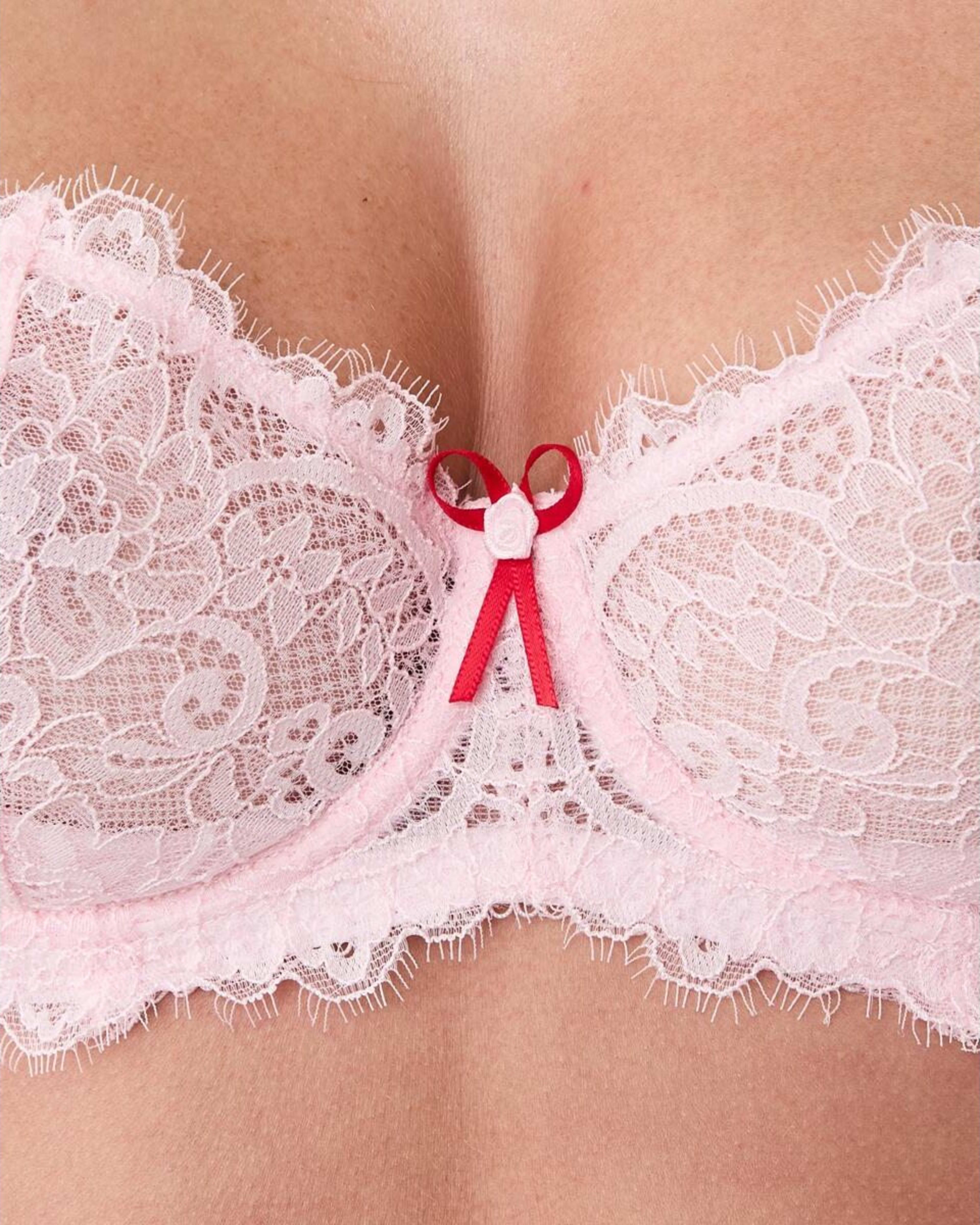 5 Co-ordinated Eyelash Lace Half Soft Cup Bra Bllet Pink, 5 of 7
