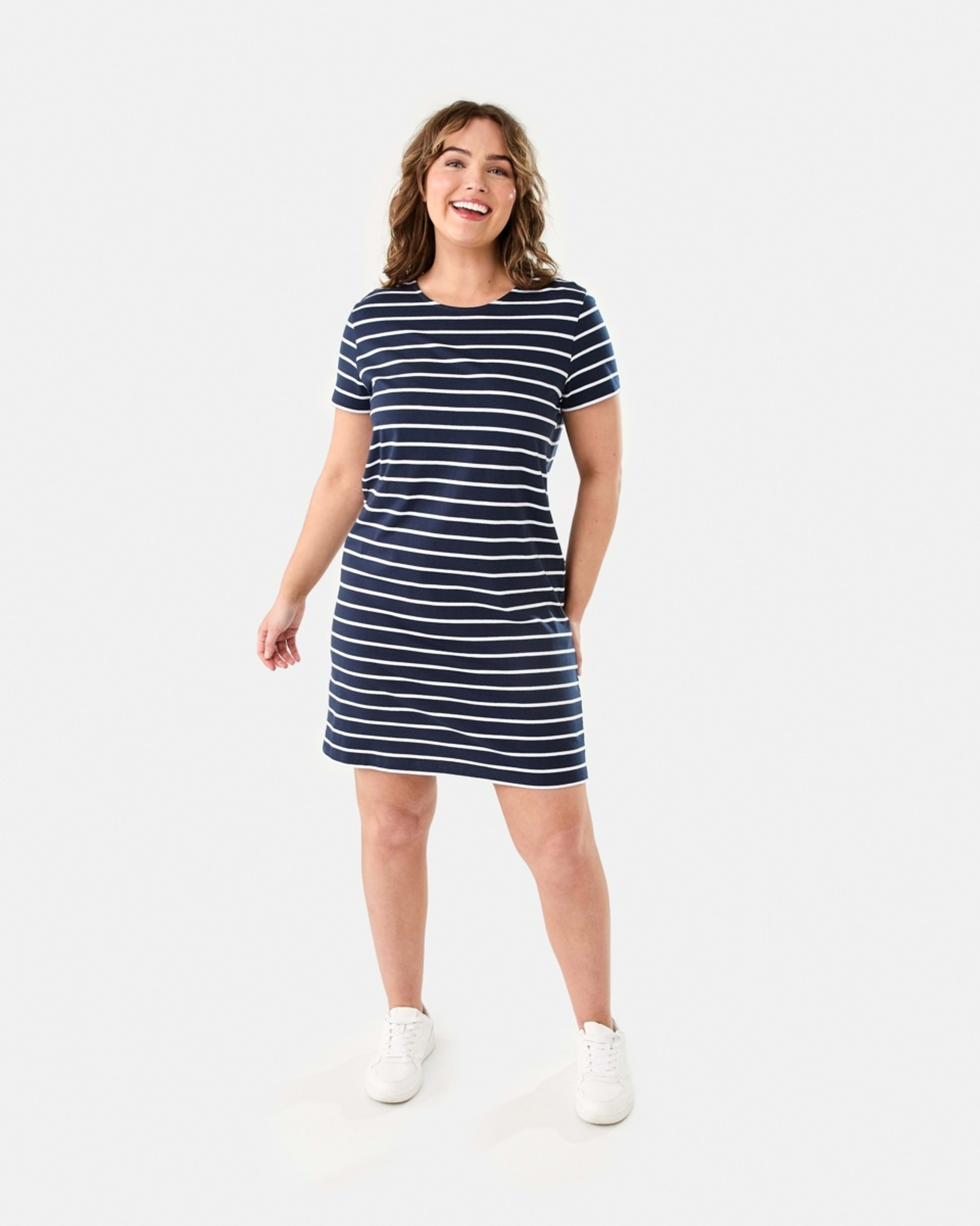 7 Short Sleeve Relaxed T-shirt Mini Dress STRIPE NAVY BLAZER, 7 of 7