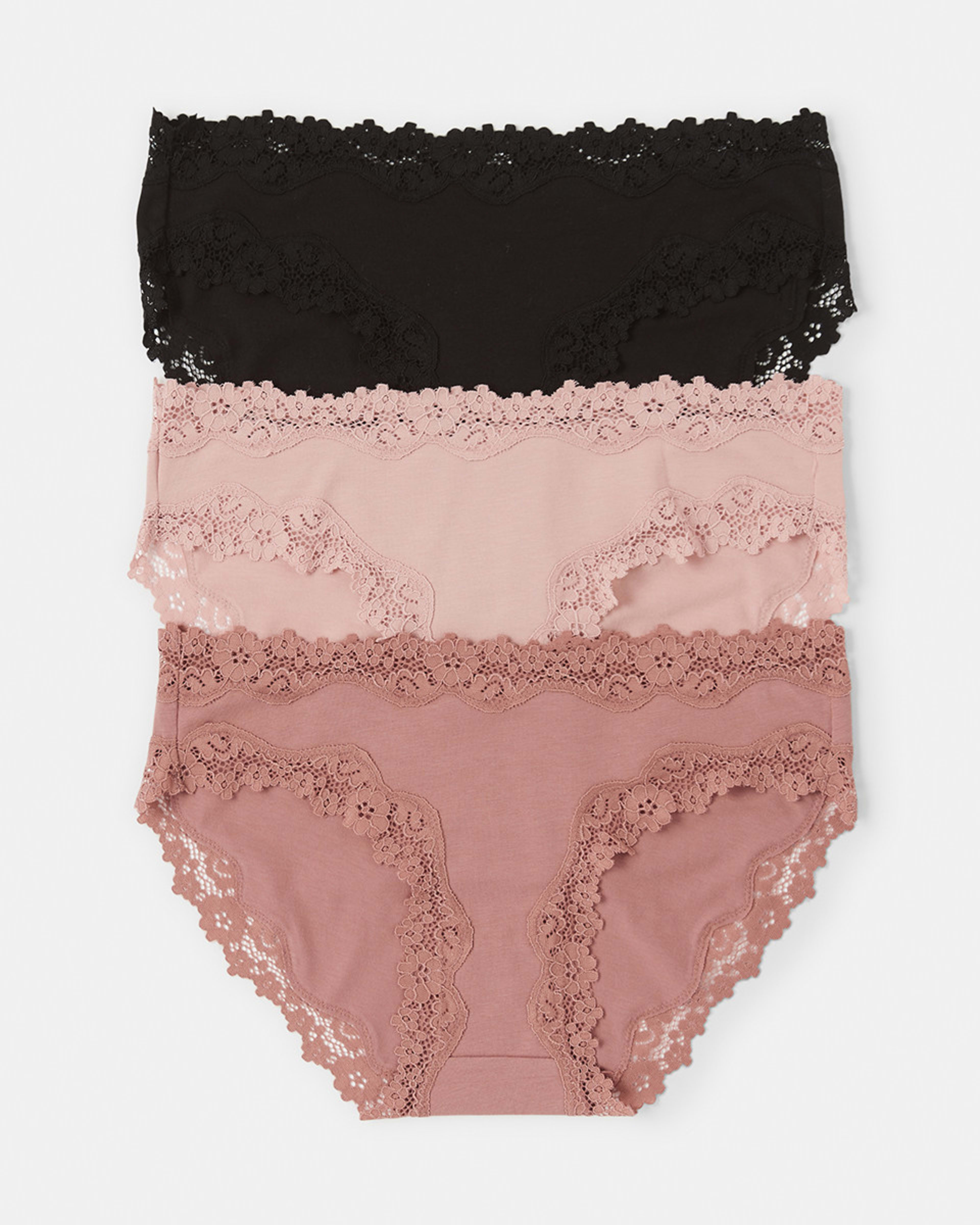 1 3 Pack Cotton Lace Bikini Briefs Sc Lf Bk