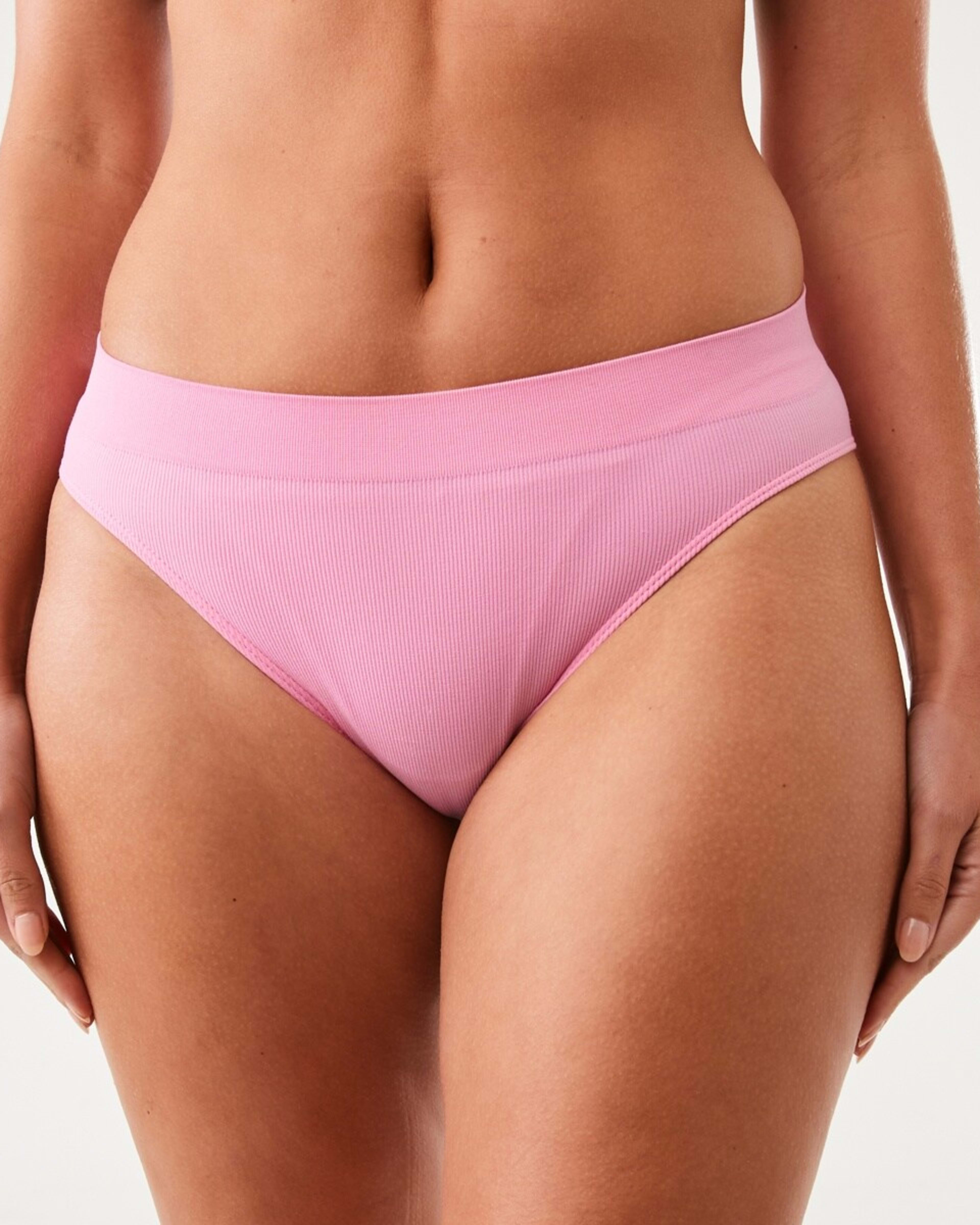 4 3 Pack Ribbed Seamfree Hi-Waist Bikini Briefs HALOGEN BLUE, YELLOW FLAN, SACHET PINK, 4 of 8